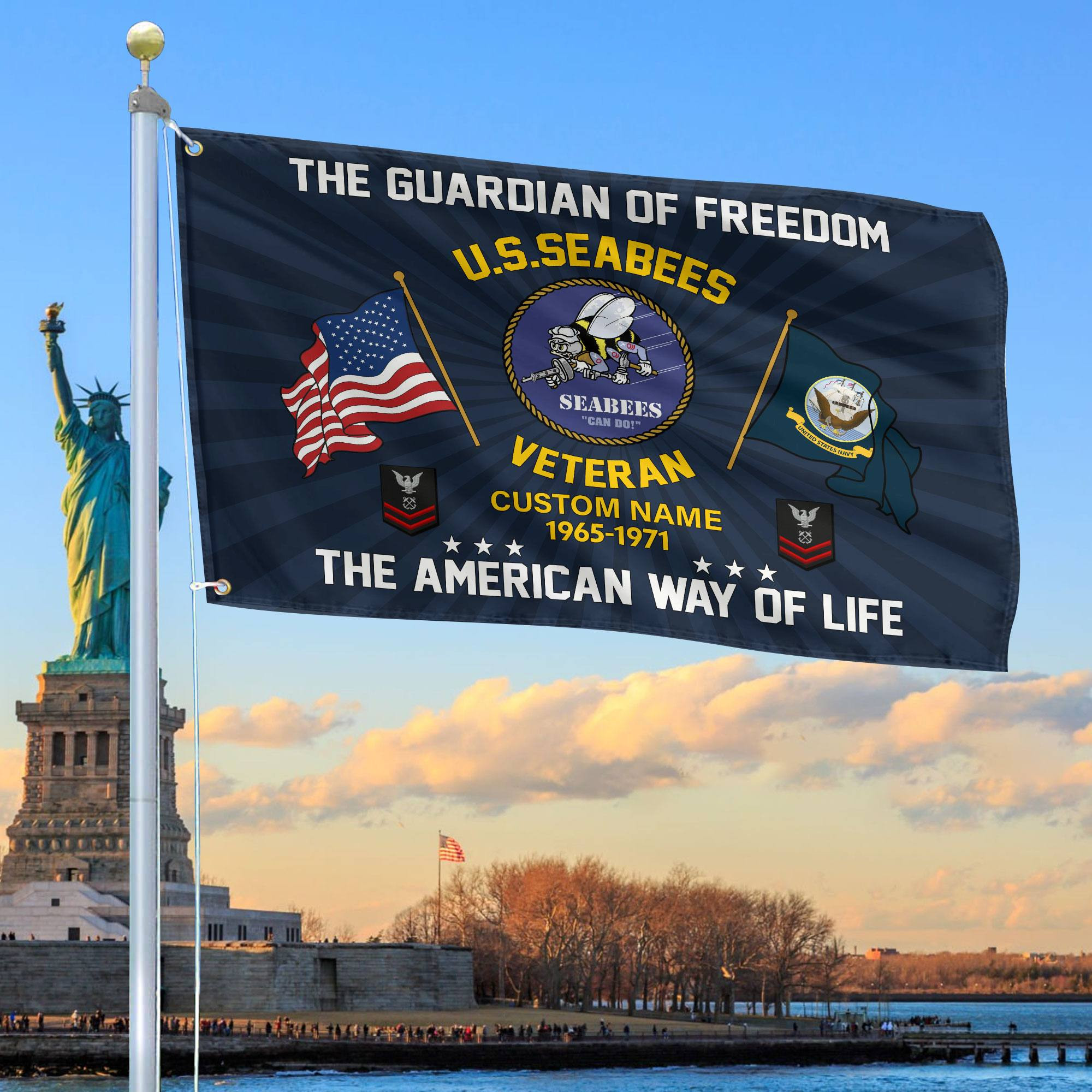 US Seabees Custom Grommet Flag VPVC108309, Gifts For Seabees Veteran, Best Gifts On Father’s Day, Armed Forces Day, Independence Day, Veterans Day