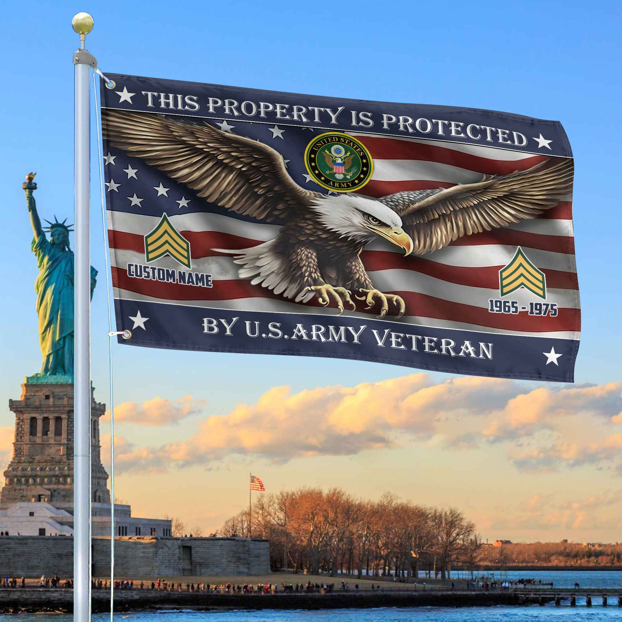 Unique Custom Name, Rank, Year, US Army Grommet Flag VPVC108501, Gifts For Army Veteran, Gifts For Dad, For Husband, Best Gifts On Father’s Day, Independence Day, Veterans Day
