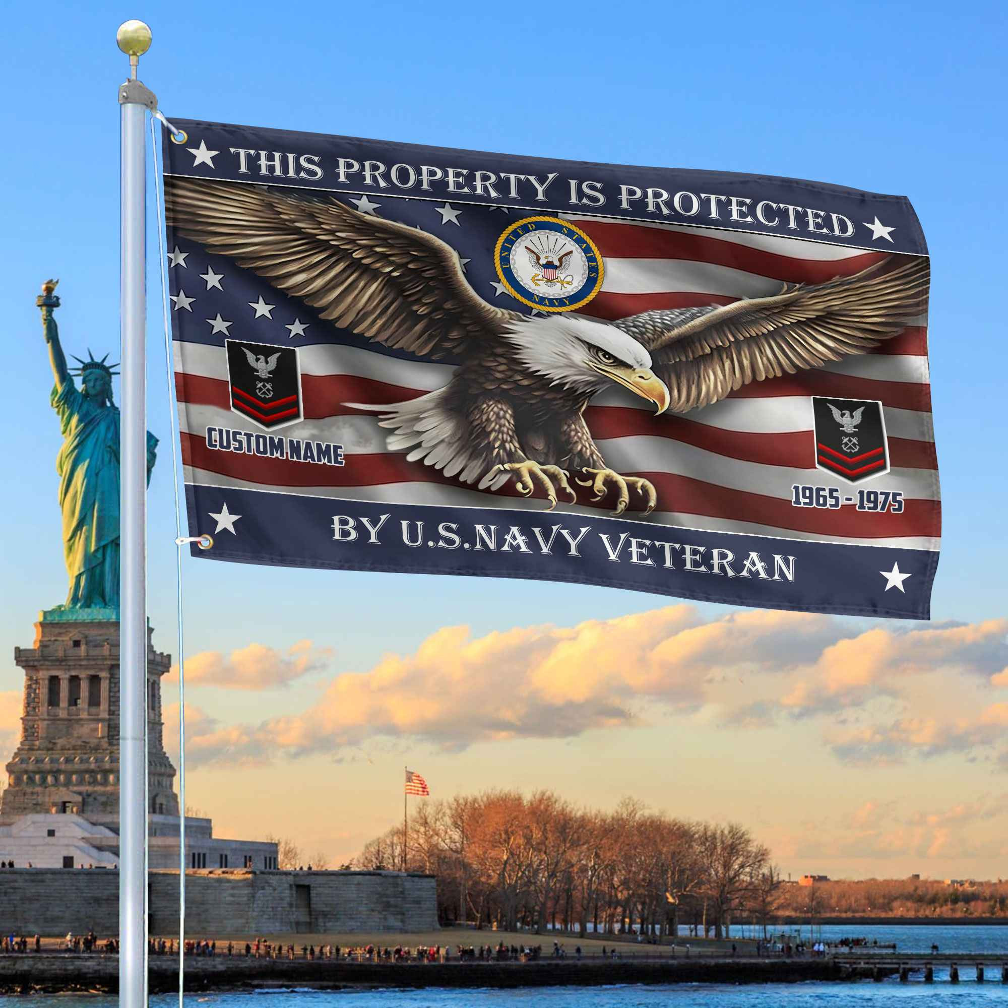 Unique Custom Name, Rank, Year, US Navy Grommet Flag VPVC108502, Gifts For Navy Veteran, Gifts For Dad, For Husband, Best Gifts On Father’s Day, Independence Day, Veterans Day