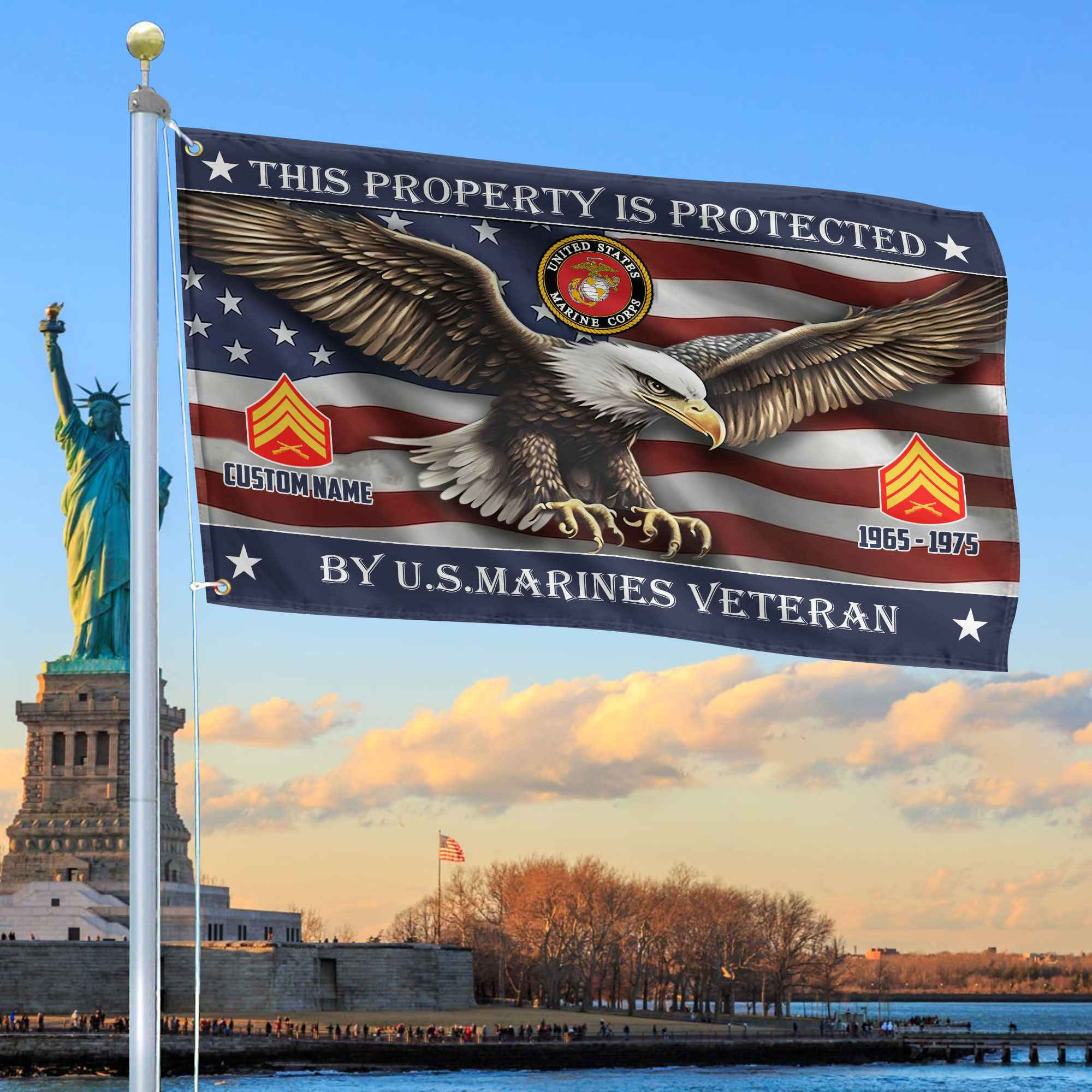 Unique Custom Name, Rank, Year, USMC Grommet Flag VPVC108503, Gifts For Marine Veteran, Gifts For Dad, For Husband, Best Gifts On Father’s Day, Independence Day, Veterans Day
