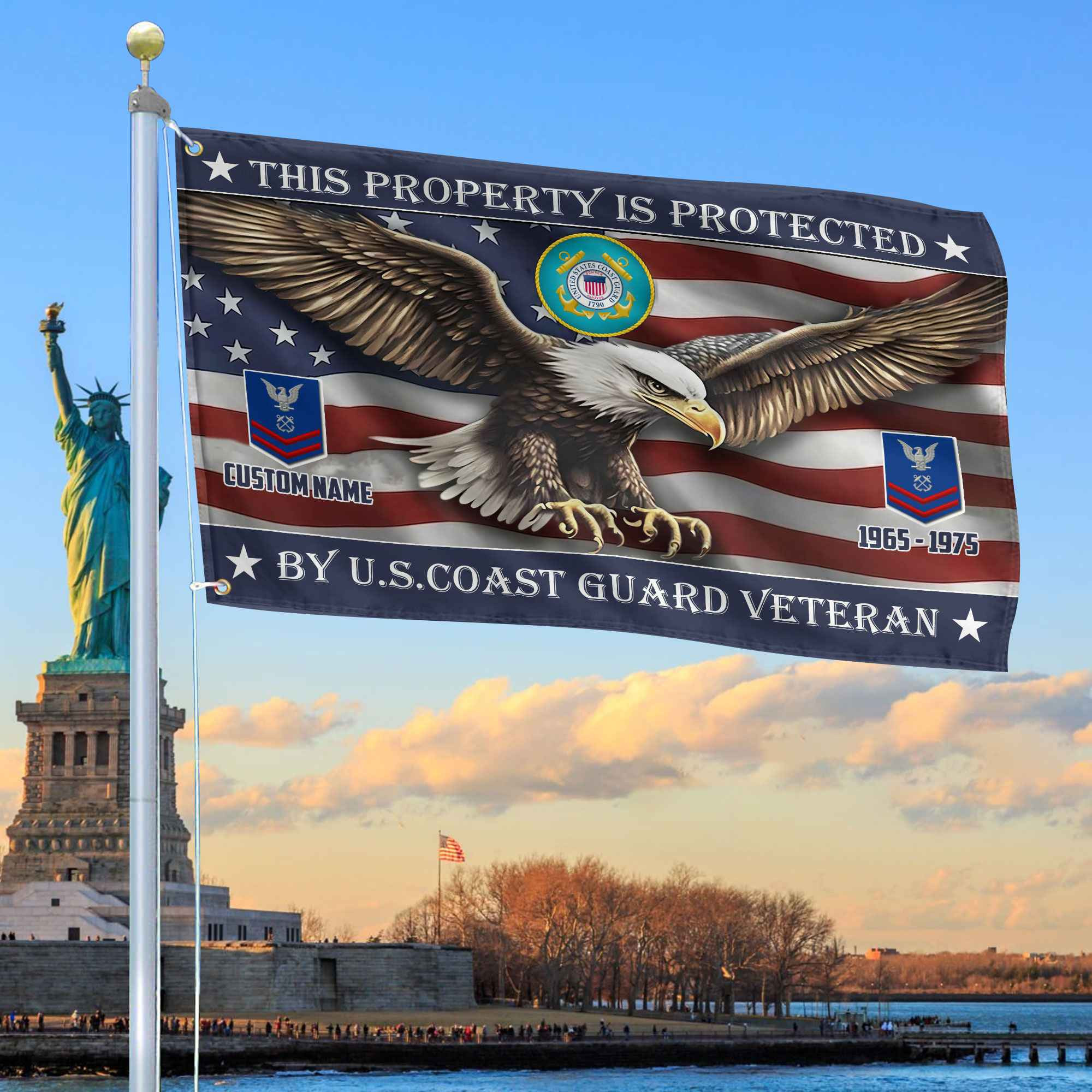 Unique Custom Name, Rank, Year, USCG Grommet Flag VPVC108505, Gifts For Coast Guard Veteran, Gifts For Dad, For Husband, Best Gifts On Father’s Day, Independence Day, Veterans Day
