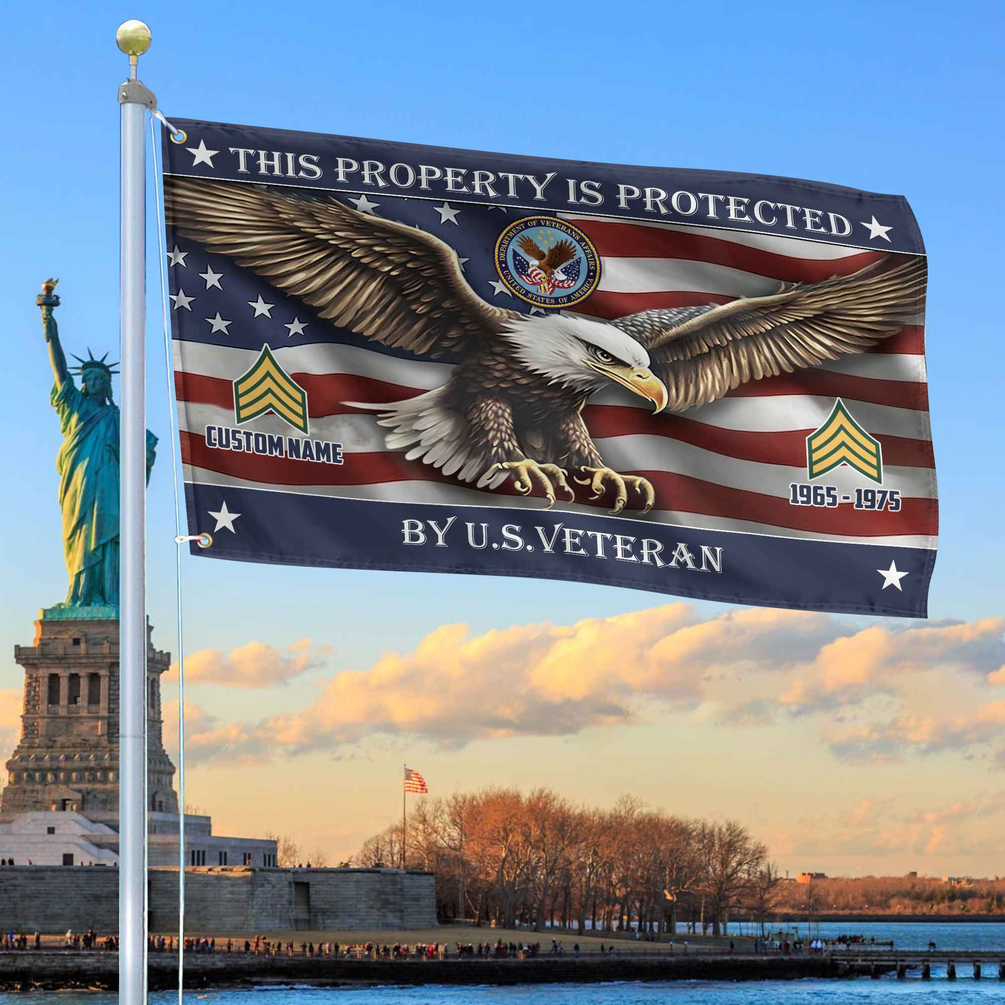 Unique Custom Name, Rank, Year, US Veteran Grommet Flag VPVC108507, Gifts For US Veteran, Gifts For Dad, For Husband, Best Gifts On Father’s Day, Independence Day, Veterans Day