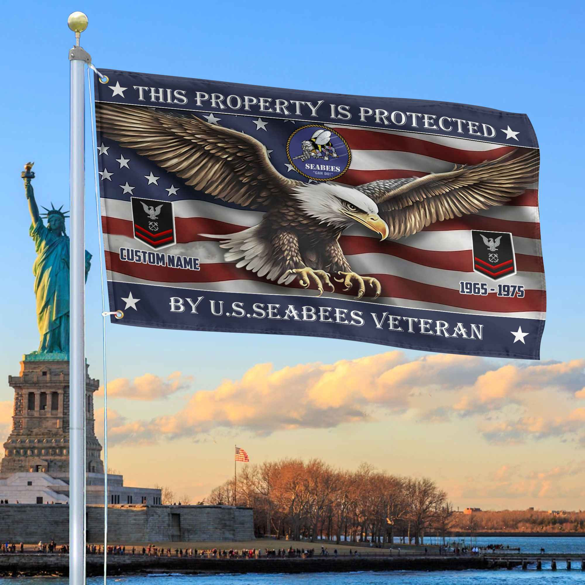 Unique Custom Name, Rank, Year, US Seabees Grommet Flag VPVC108509, Gifts For Seabees Veteran, Gifts For Dad, For Husband, Best Gifts On Father’s Day, Independence Day, Veterans Day