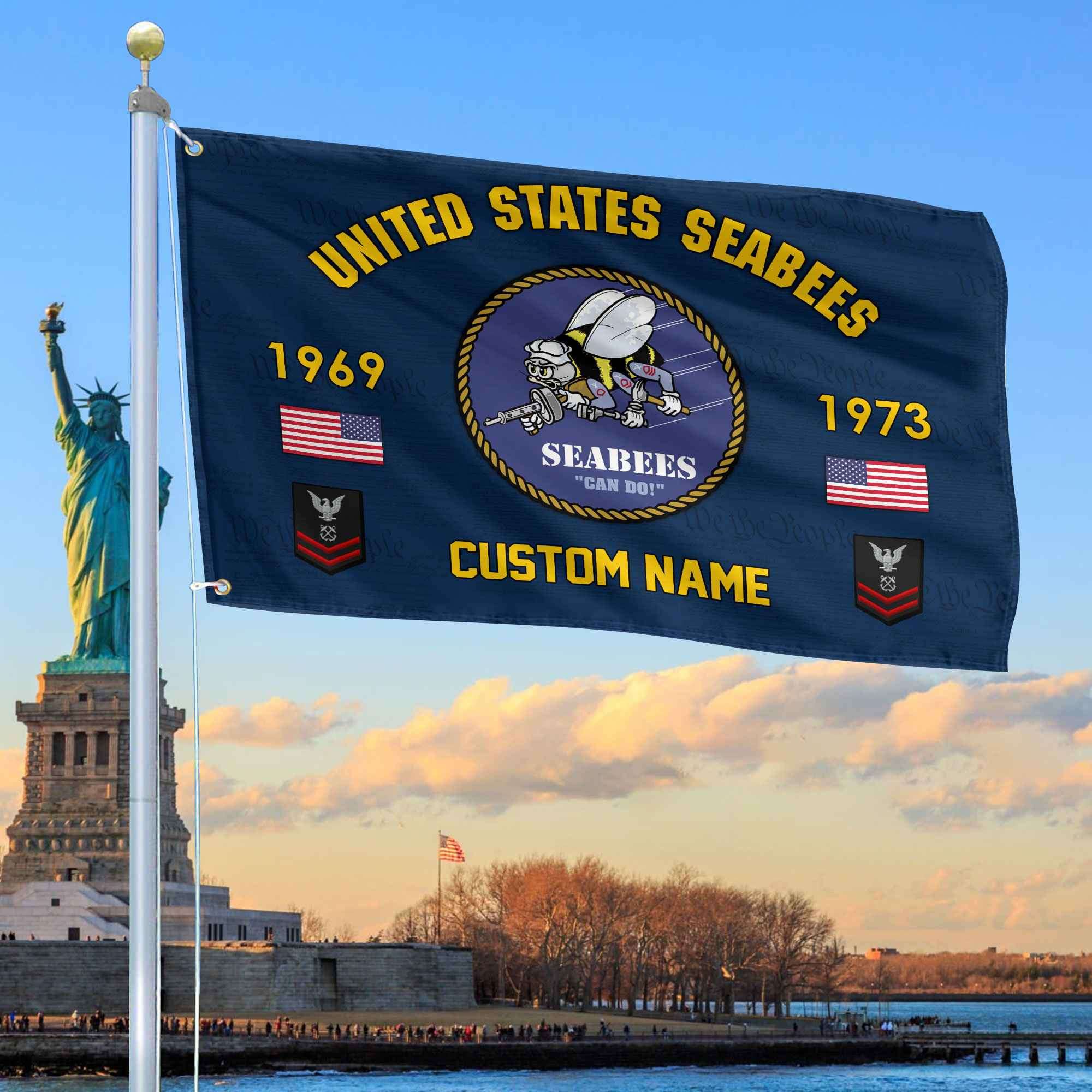 Premium Custom US Seabees Grommet Flag VPVC108609, Gifts For Seabees Veteran, Best Gifts On Father’s Day, Armed Forces Day, Independence Day, Veterans Day