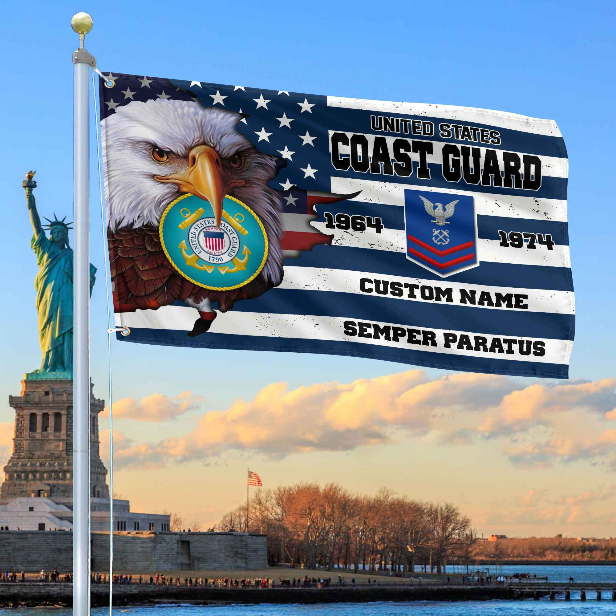 Premium Custom USCG Grommet Flag VPVC108705, Gifts For Coast Guard Veteran, Best Gifts On Father’s Day, Armed Forces Day, Independence Day, Veterans Day