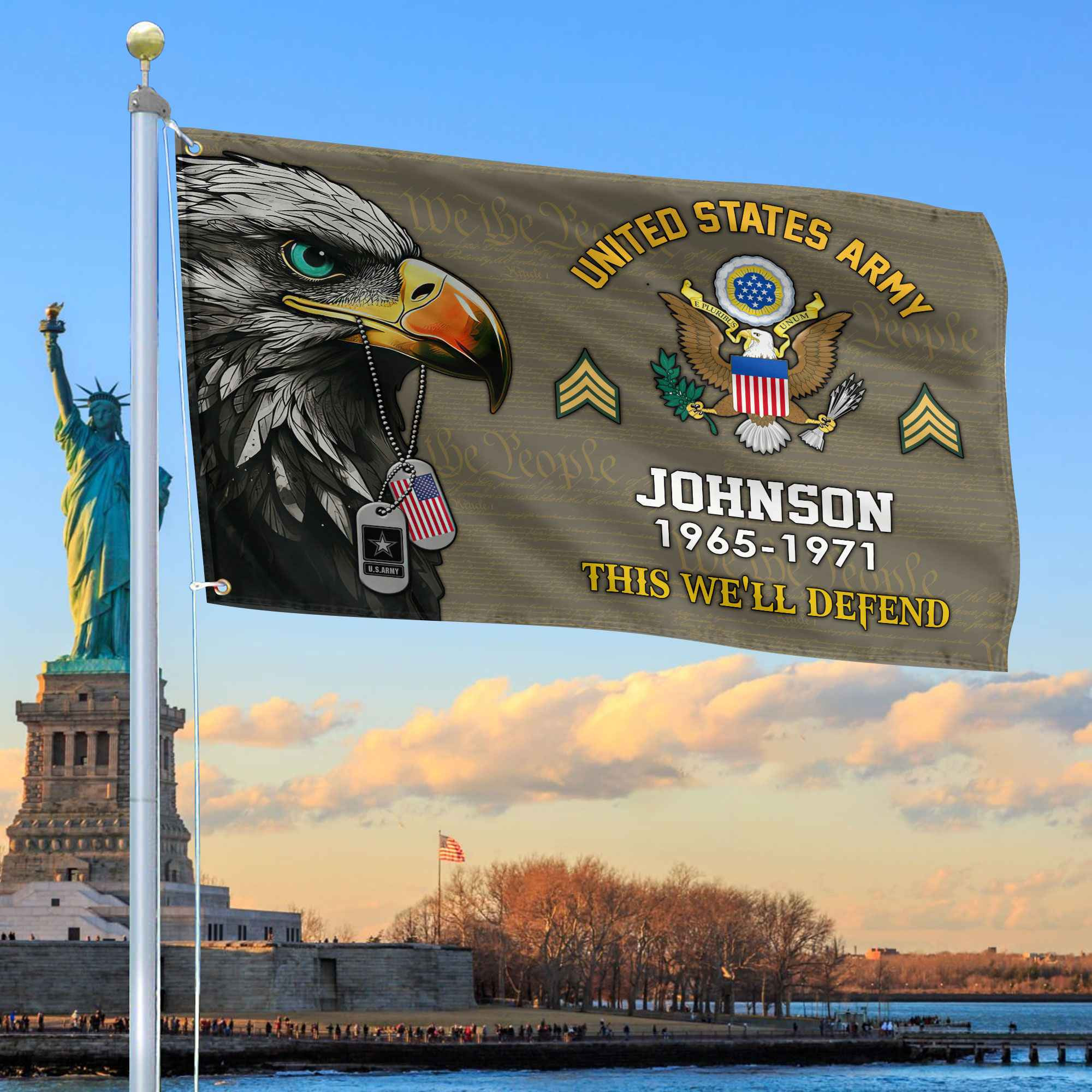 US Army Custom Grommet Flag VPVC108810, Gifts For Army Veteran, Best Gifts On Father’s Day, Armed Forces Day, Independence Day, Veterans Day