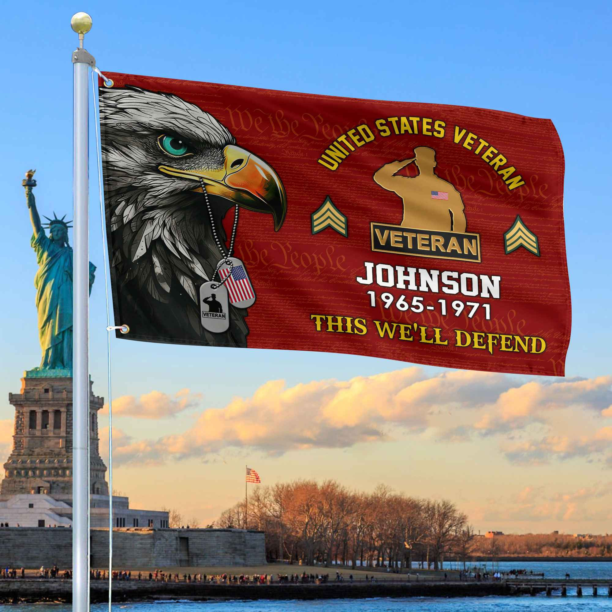 US Veteran Custom Grommet Flag VPVC108807, Gifts For US Veteran, Best Gifts On Father’s Day, Armed Forces Day, Independence Day, Veterans Day