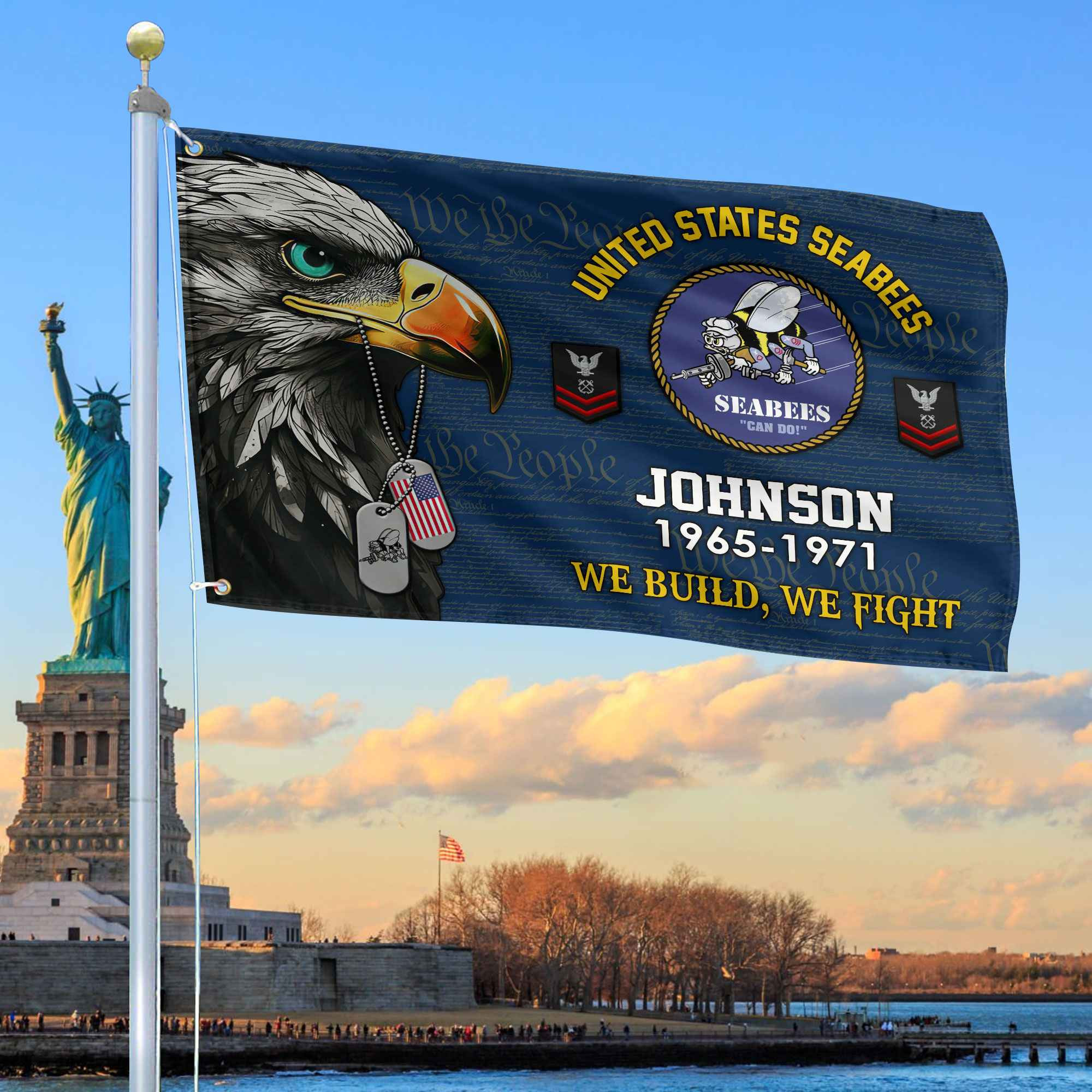 US Seabees Custom Grommet Flag VPVC108809, Gifts For Seabees Veteran, Best Gifts On Father’s Day, Armed Forces Day, Independence Day, Veterans Day