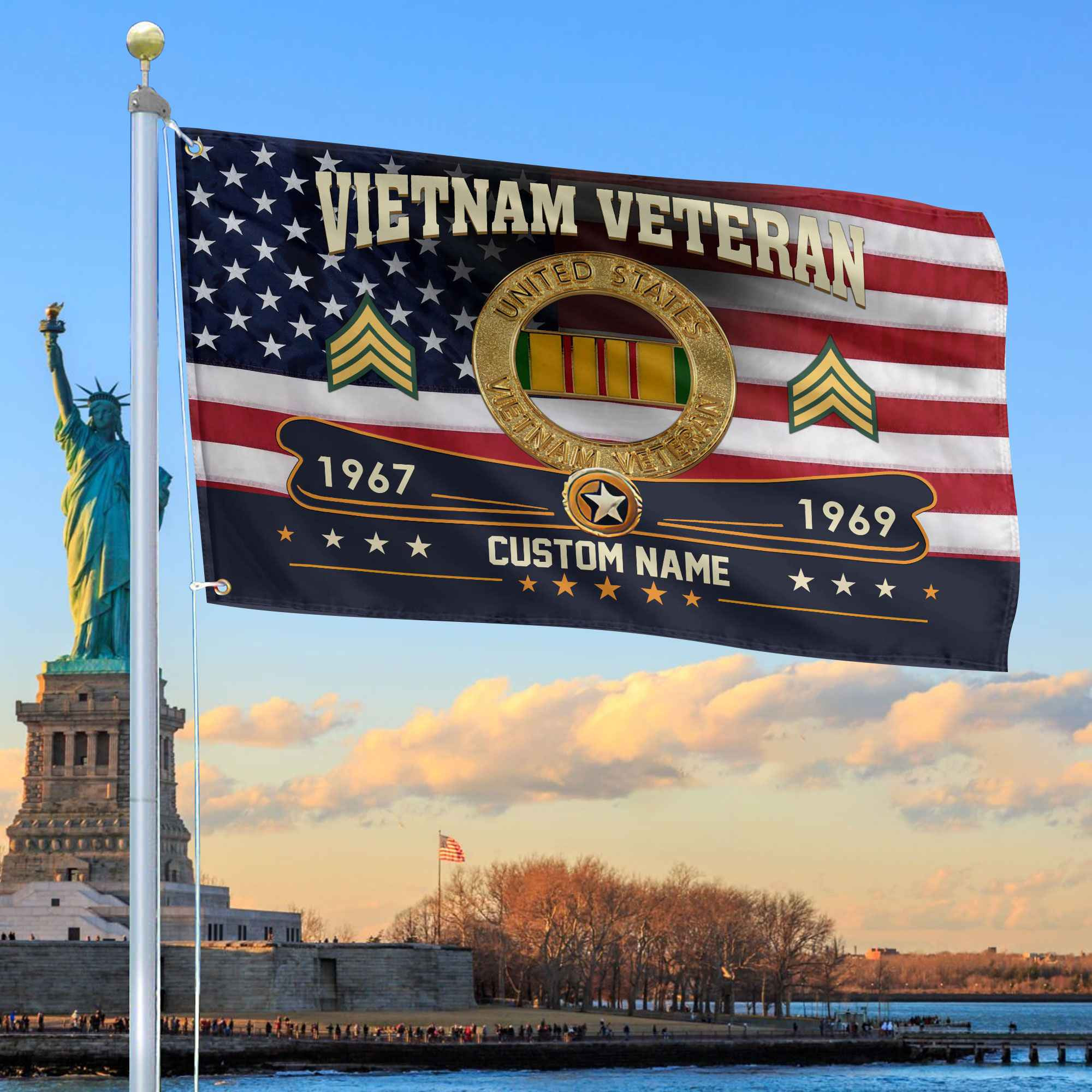 Premium Vietnam Veteran Grommet Flag VPVC108906, Custom Name, Rank, Year, Gifts For Vietnam Veteran, Best Gifts On Father’s Day, Armed Forces Day, Independence Day, Veterans Day