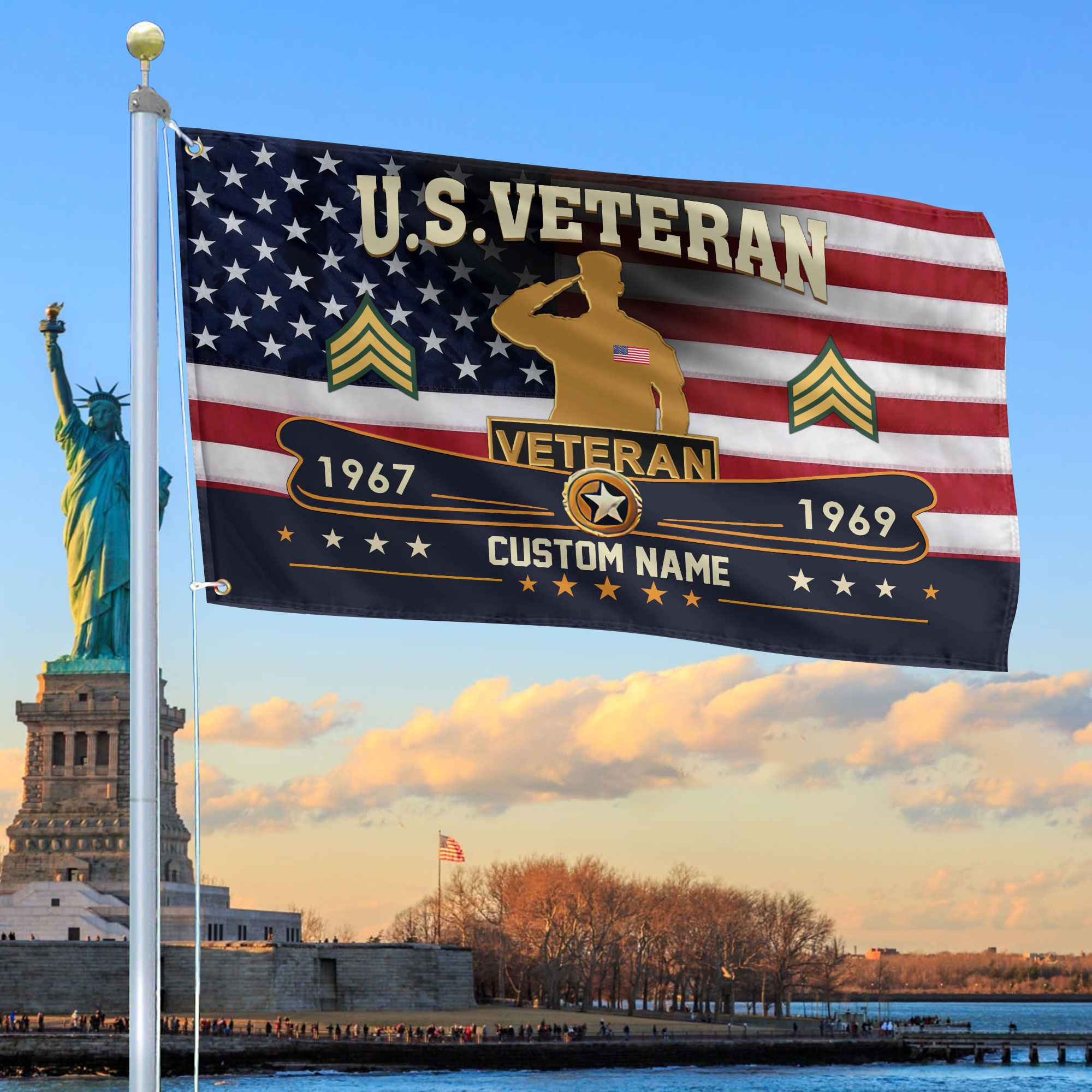 Premium US Veteran Grommet Flag VPVC108907, Custom Name, Rank, Year, Gifts For US Veteran, Best Gifts On Father’s Day, Armed Forces Day, Independence Day, Veterans Day