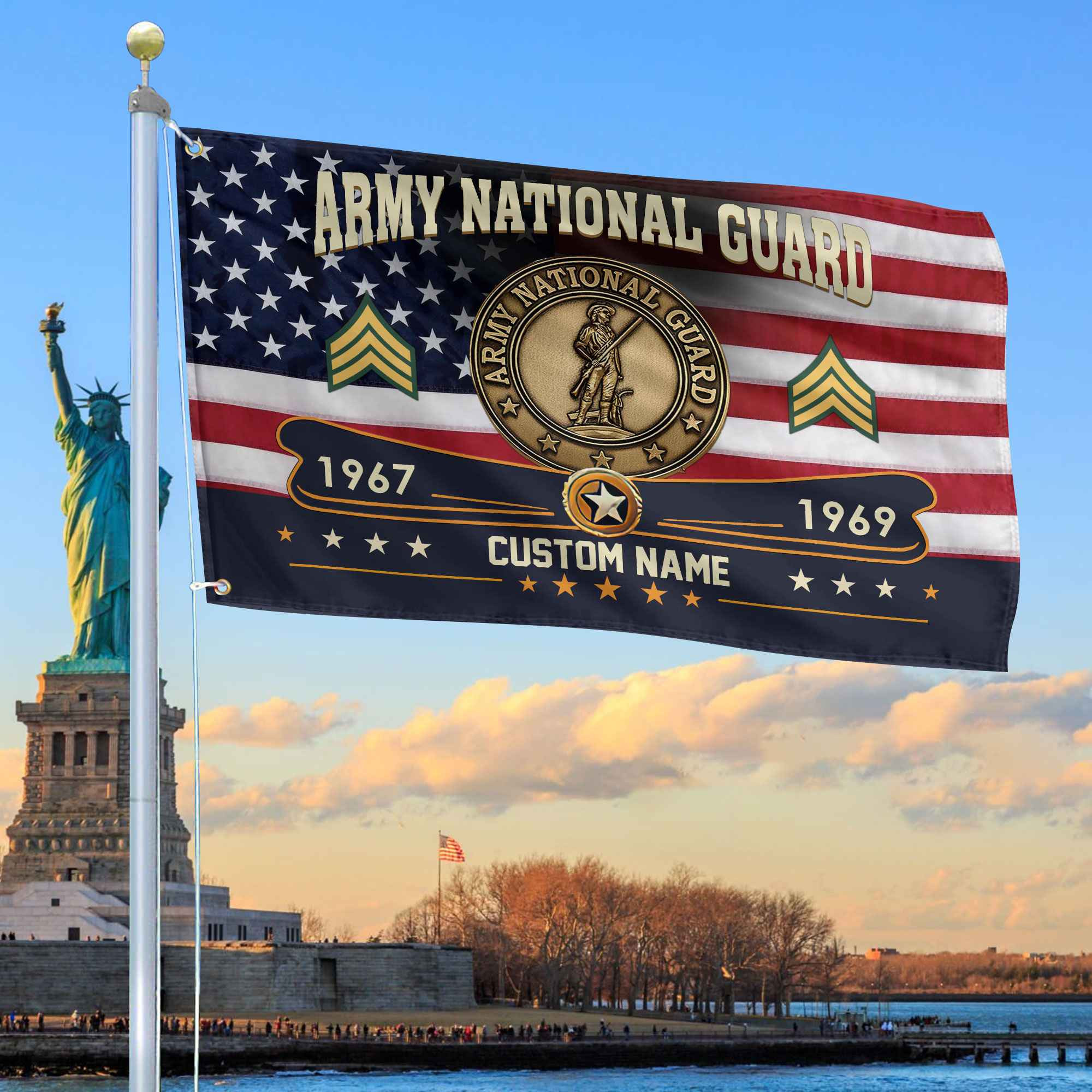 Premium US Army National Guard Grommet Flag VPVC108908, Custom Name, Rank, Year, Gifts For Army National Guard Veteran, Best Gifts On Father’s Day, Armed Forces Day, Independence Day, Veterans Day