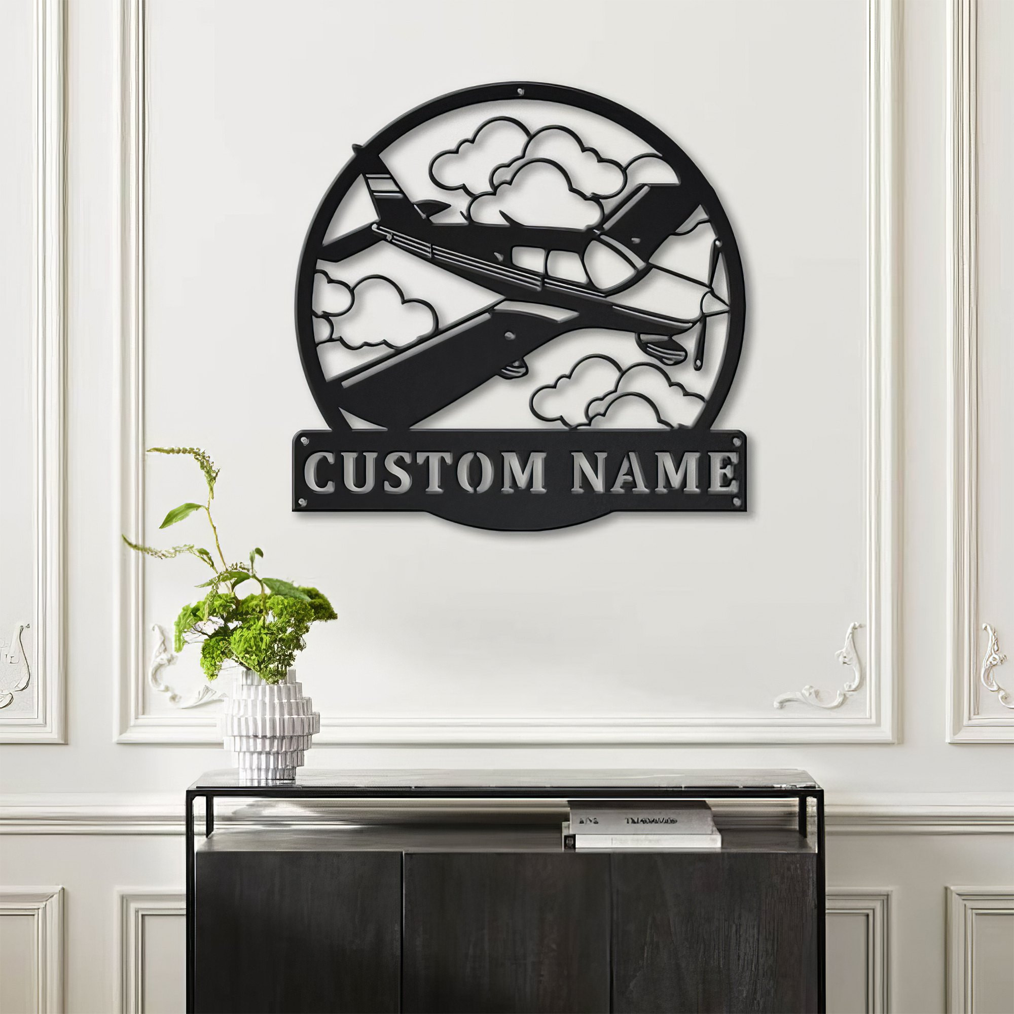Premium Custom US Veteran Metal Signs VPVC901022, Personalized Airplane Monogram Sign Aircraft Hangar Pilot Name Sign Airforce Patriotic Decor Gift