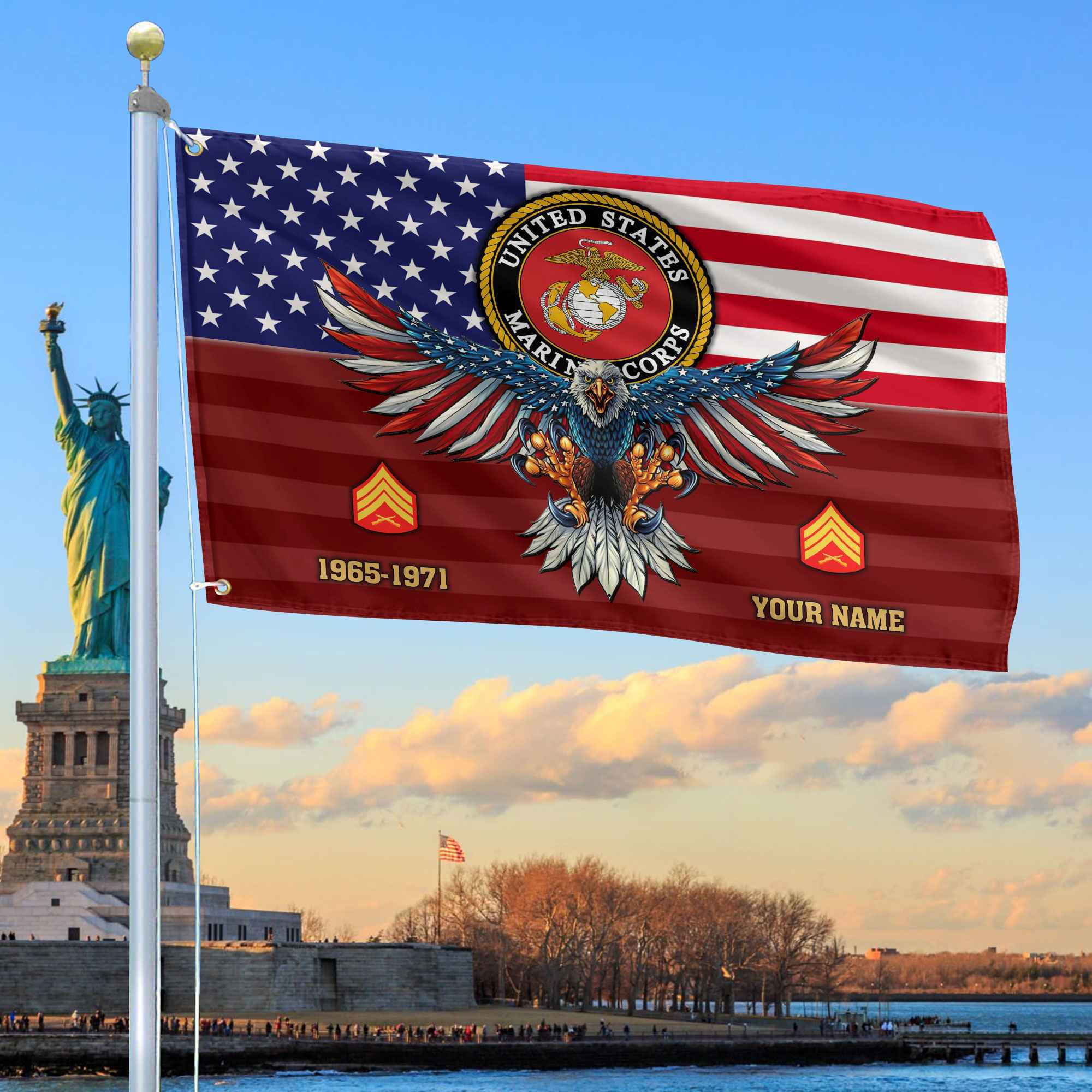 Premium Custom USMC Grommet Flag VPVC109003, Gifts For Marine Veteran, Gifts For Dad, For Husband, Best Gifts On Father’s Day, Armed Forces Day, Independence Day, Veterans Day
