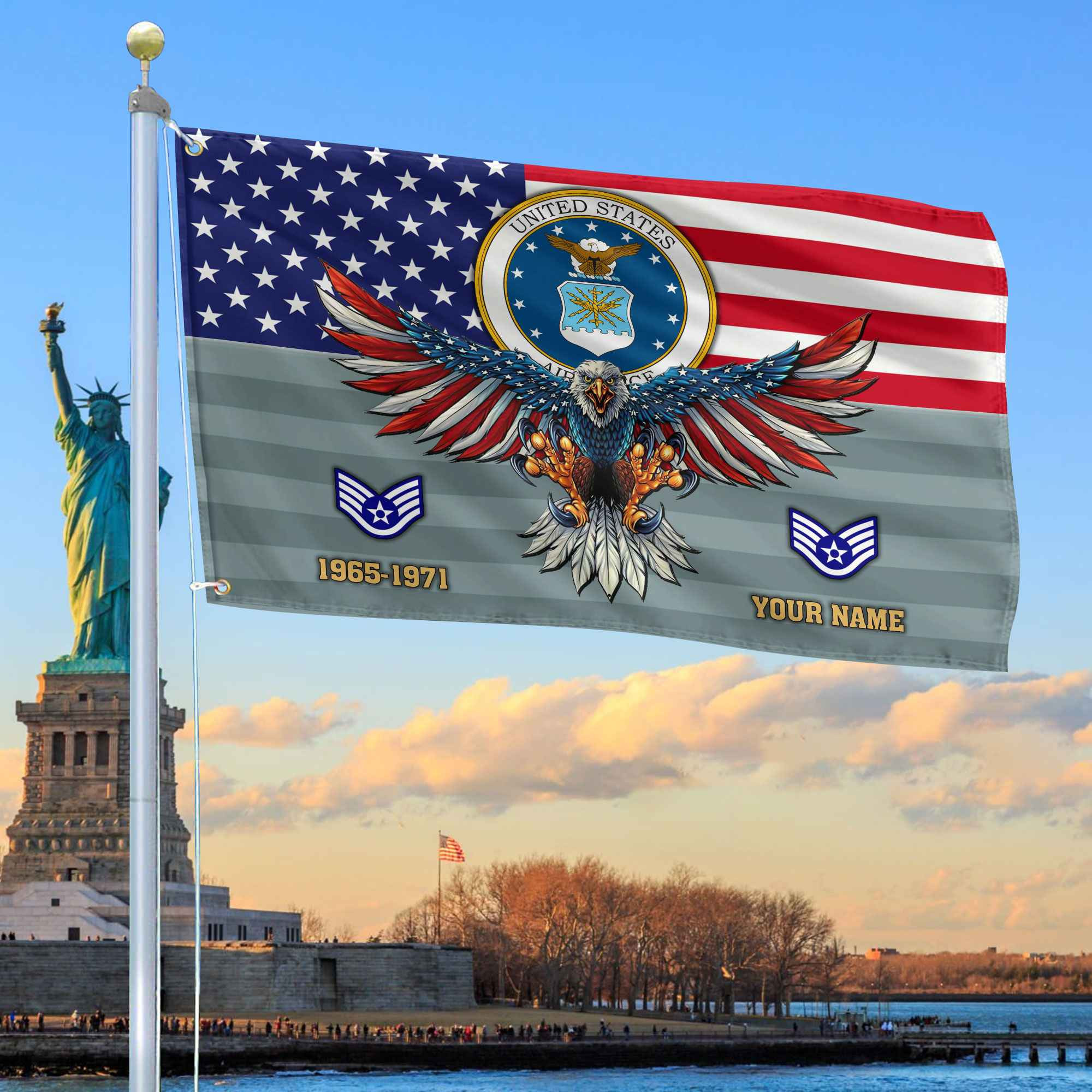 Premium Custom USAF Grommet Flag VPVC109004, Gifts For Air Force Veteran, Gifts For Dad, For Husband, Best Gifts On Father’s Day, Armed Forces Day, Independence Day, Veterans Day
