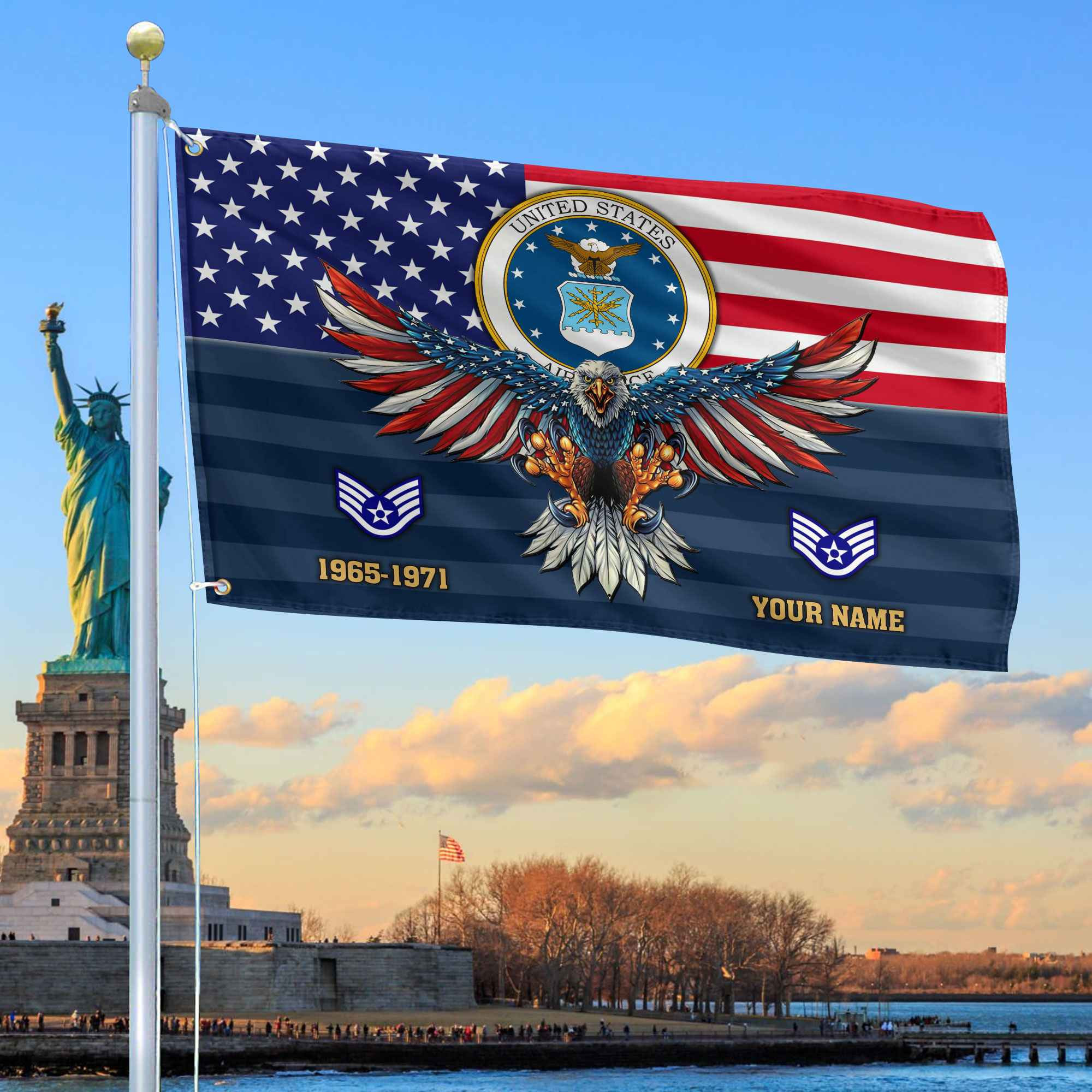 Premium Custom USAF Grommet Flag VPVC109012, Gifts For Air Force Veteran, Gifts For Dad, For Husband, Best Gifts On Father’s Day, Armed Forces Day, Independence Day, Veterans Day