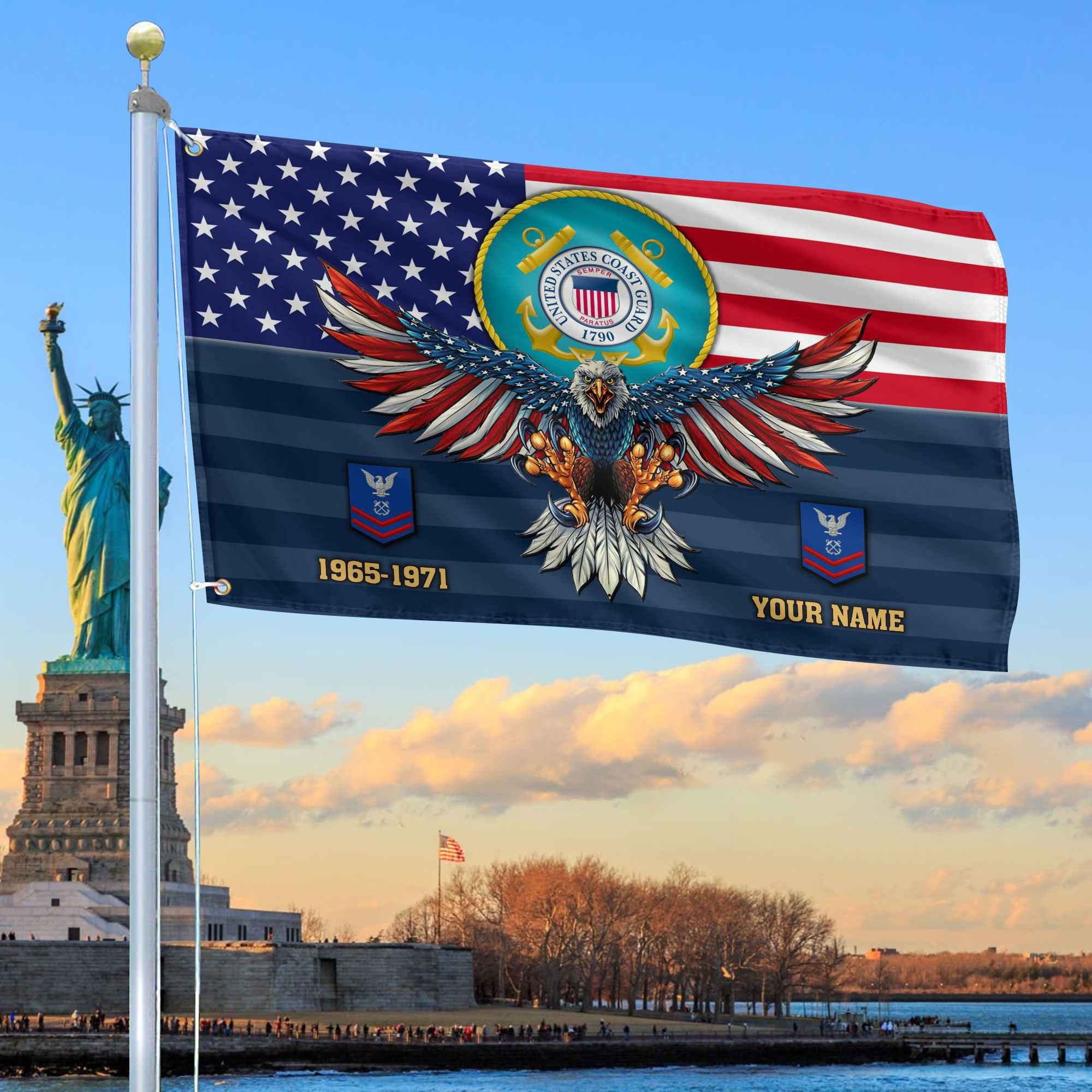 Premium Custom USCG Grommet Flag VPVC109005, Gifts For Coast Guard Veteran, Gifts For Dad, For Husband, Best Gifts On Father’s Day, Armed Forces Day, Independence Day, Veterans Day