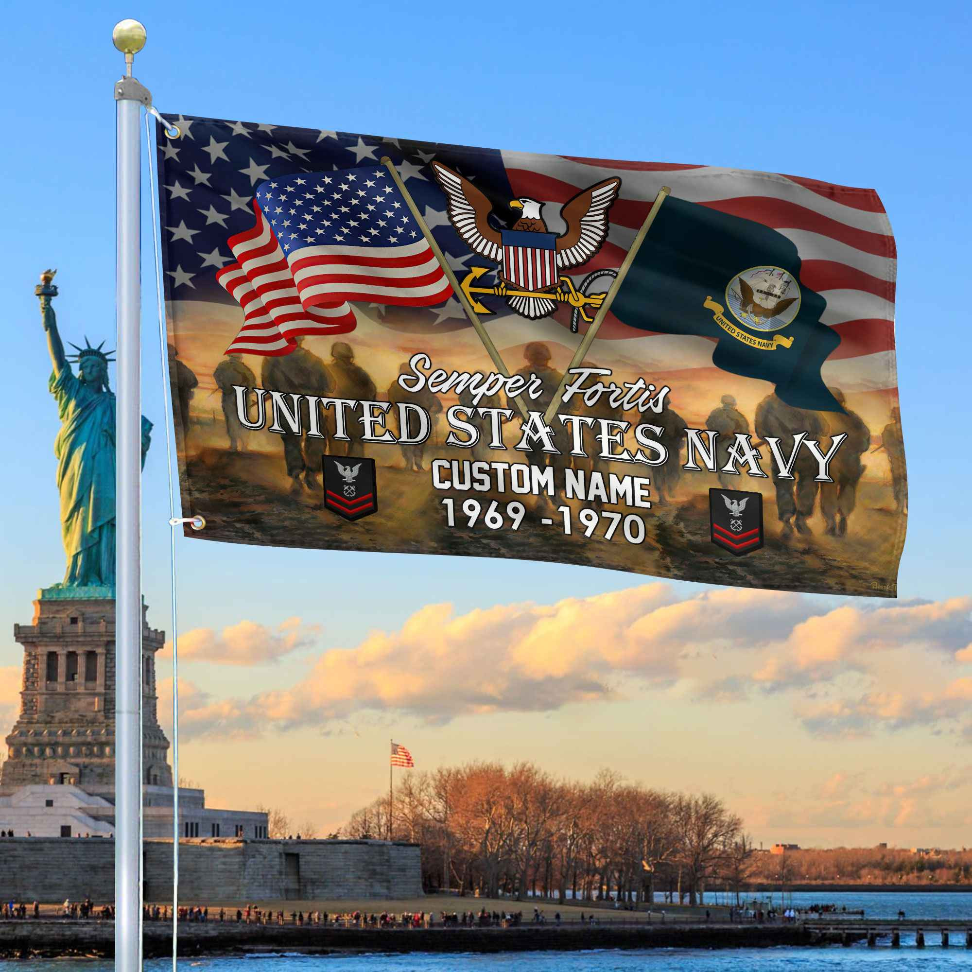 Unique Custom Name, Rank, Year, US Navy Grommet Flag VPVC109102, Gifts For Navy Veteran, Gifts For Dad, For Husband, Best Gifts On Father’s Day, Independence Day, Veterans Day