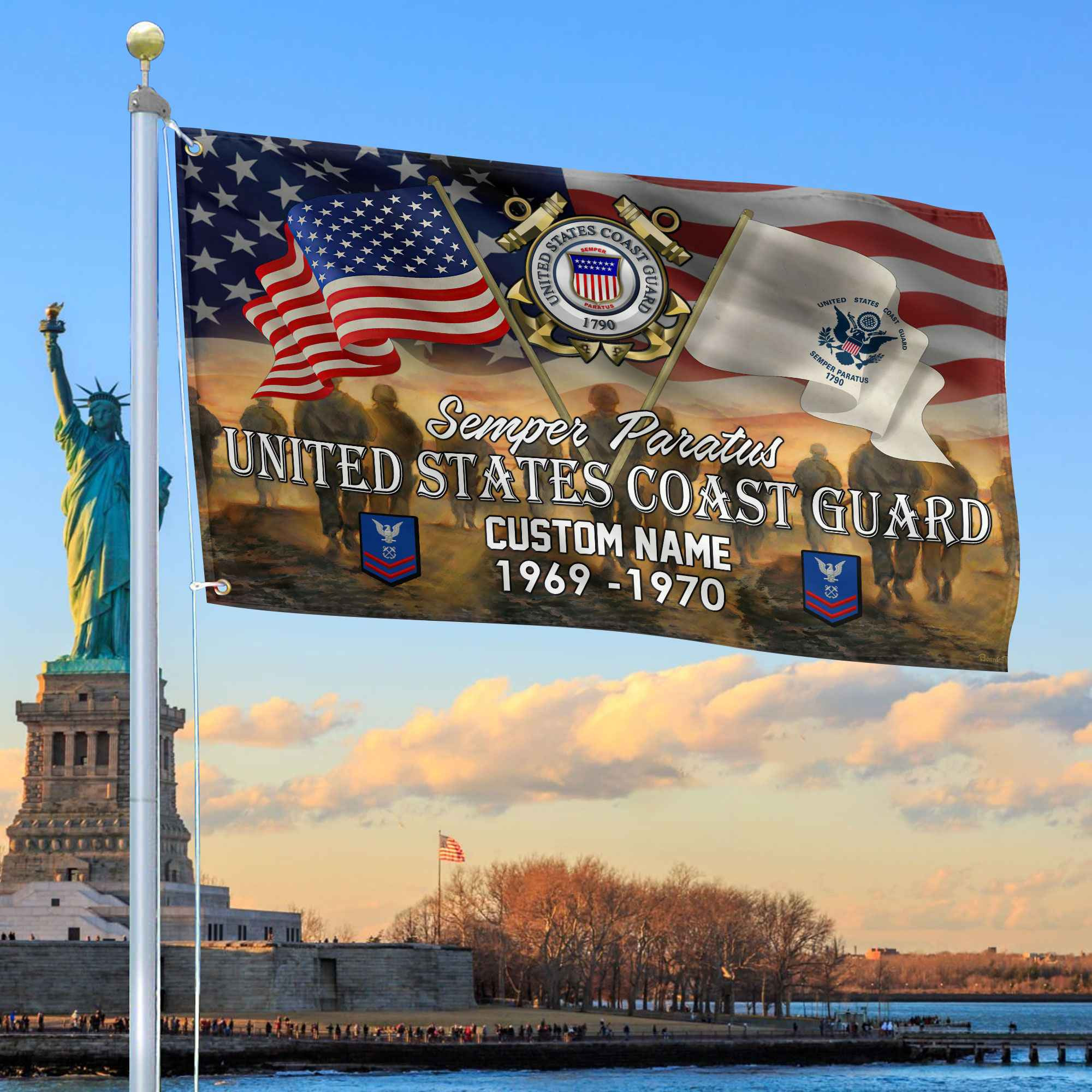 Unique Custom Name, Rank, Year, USCG Grommet Flag VPVC109105, Gifts For Coast Guard Veteran, Gifts For Dad, For Husband, Best Gifts On Father’s Day, Independence Day, Veterans Day