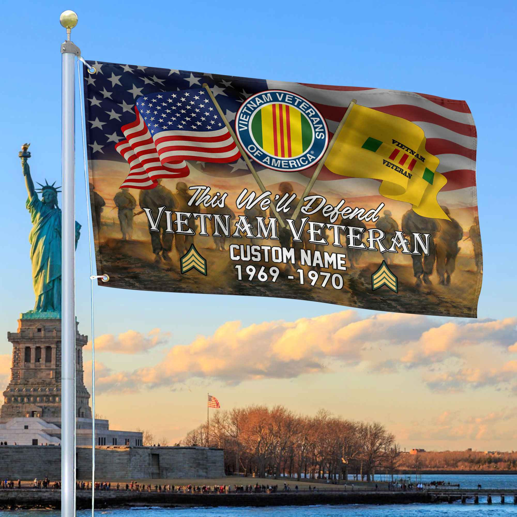 Unique Custom Name, Rank, Year, Vietnam Veteran Grommet Flag VPVC109106, Gifts For Vietnam Veteran, Gifts For Dad, For Husband, Best Gifts On Father’s Day, Independence Day, Veterans Day