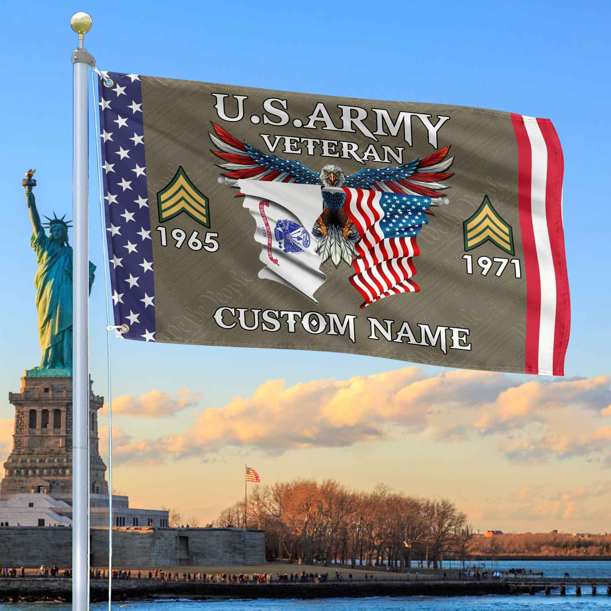 US Army Custom Grommet Flag VPVC109310, Gifts For Army Veteran, Best Gifts On Father’s Day, Armed Forces Day, Independence Day, Veterans Day