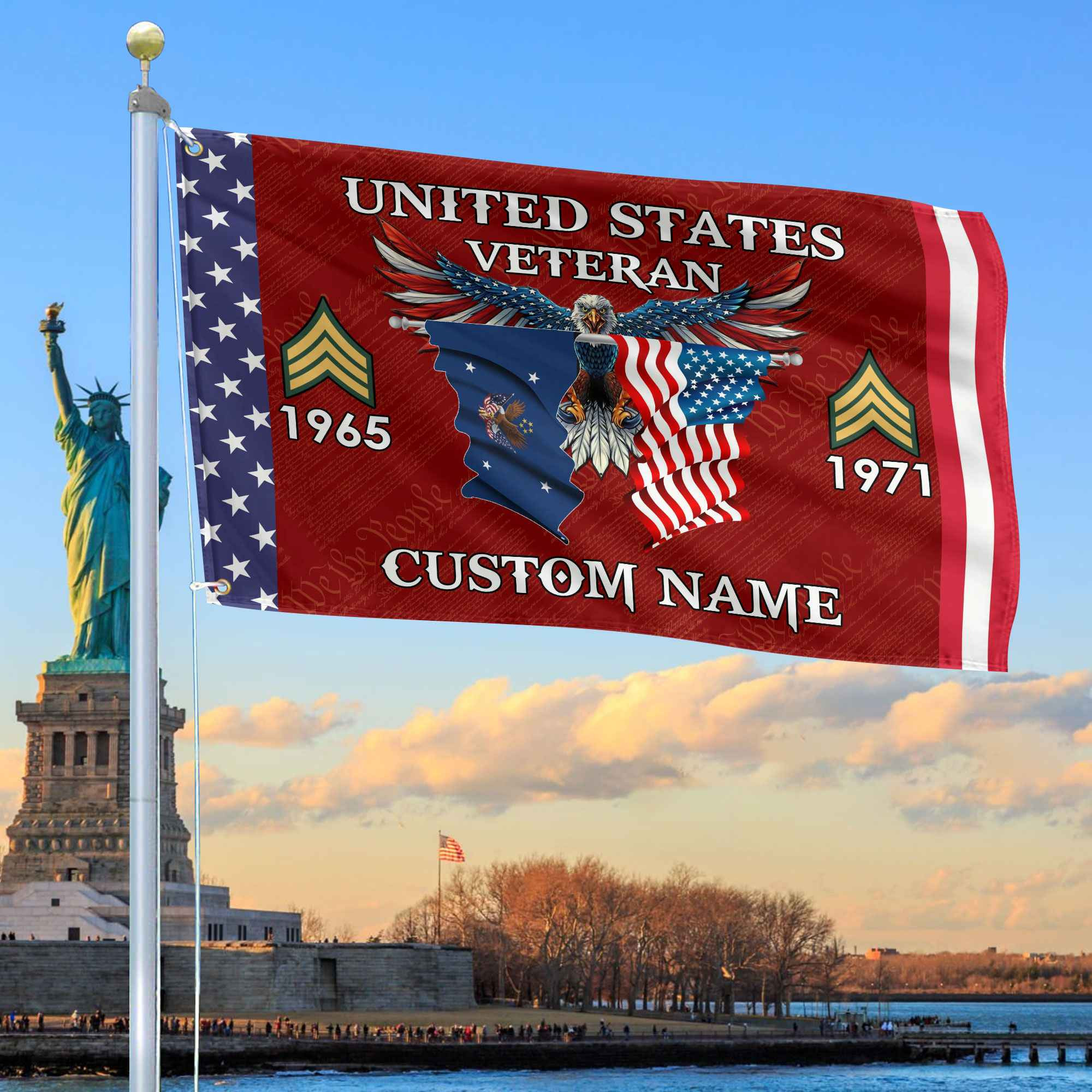 US Veteran Custom Grommet Flag VPVC109307, Gifts For US Veteran, Best Gifts On Father’s Day, Armed Forces Day, Independence Day, Veterans Day
