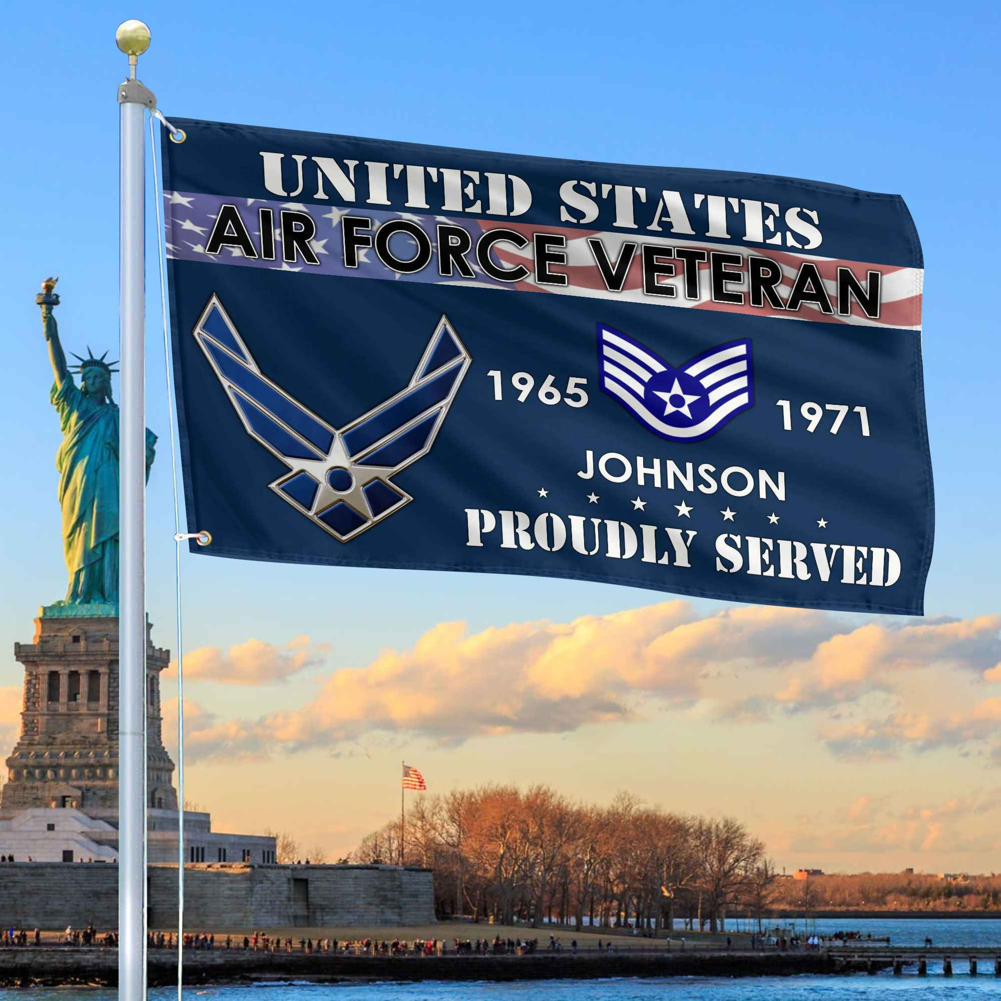 Premium USAF Grommet Flag VPVC109412, Custom Name, Rank, Year, Gifts For Air Force Veteran, Best Gifts On Father’s Day, Armed Forces Day, Independence Day, Veterans Day