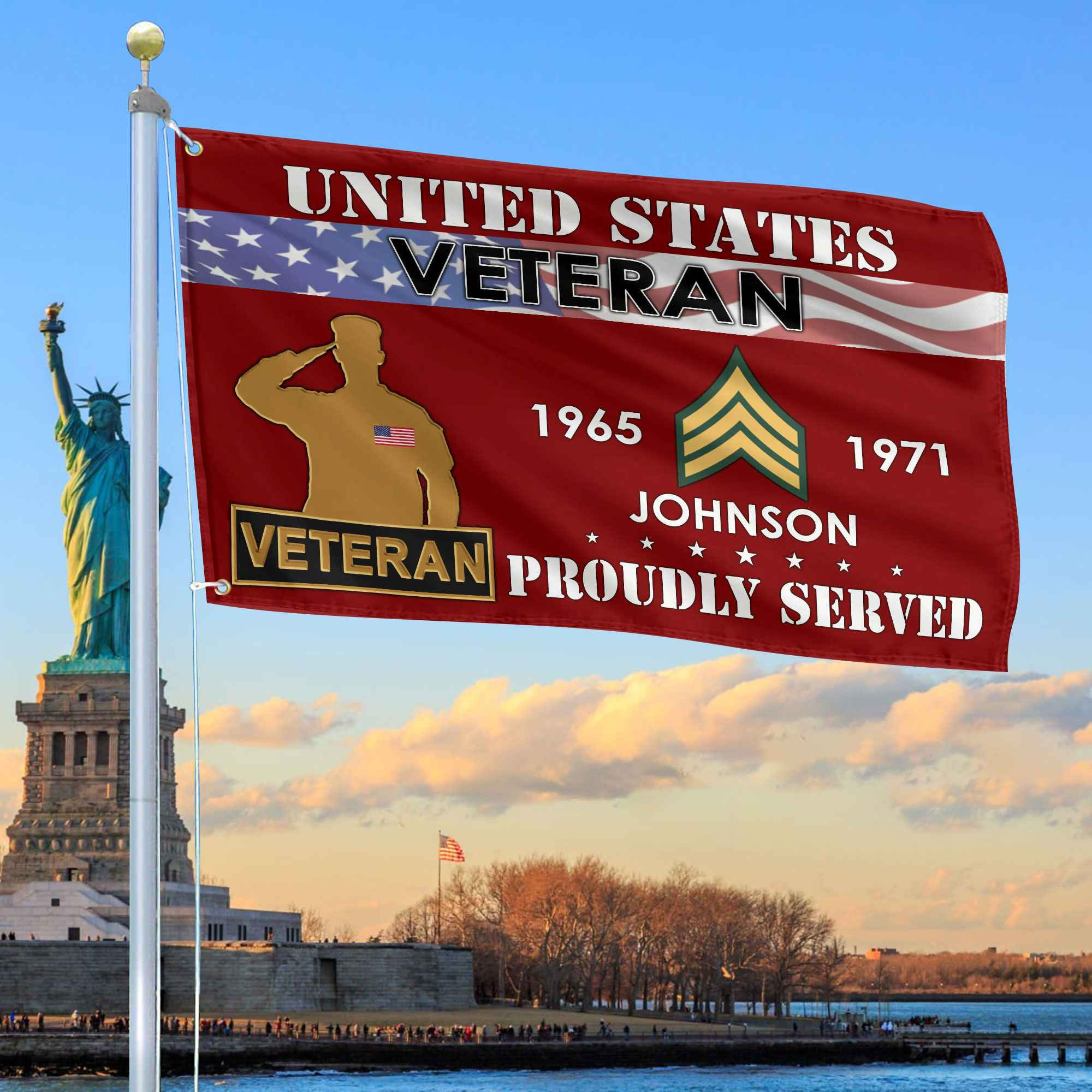 Premium US Veteran Grommet Flag VPVC109407, Custom Name, Rank, Year, Gifts For US Veteran, Best Gifts On Father’s Day, Armed Forces Day, Independence Day, Veterans Day