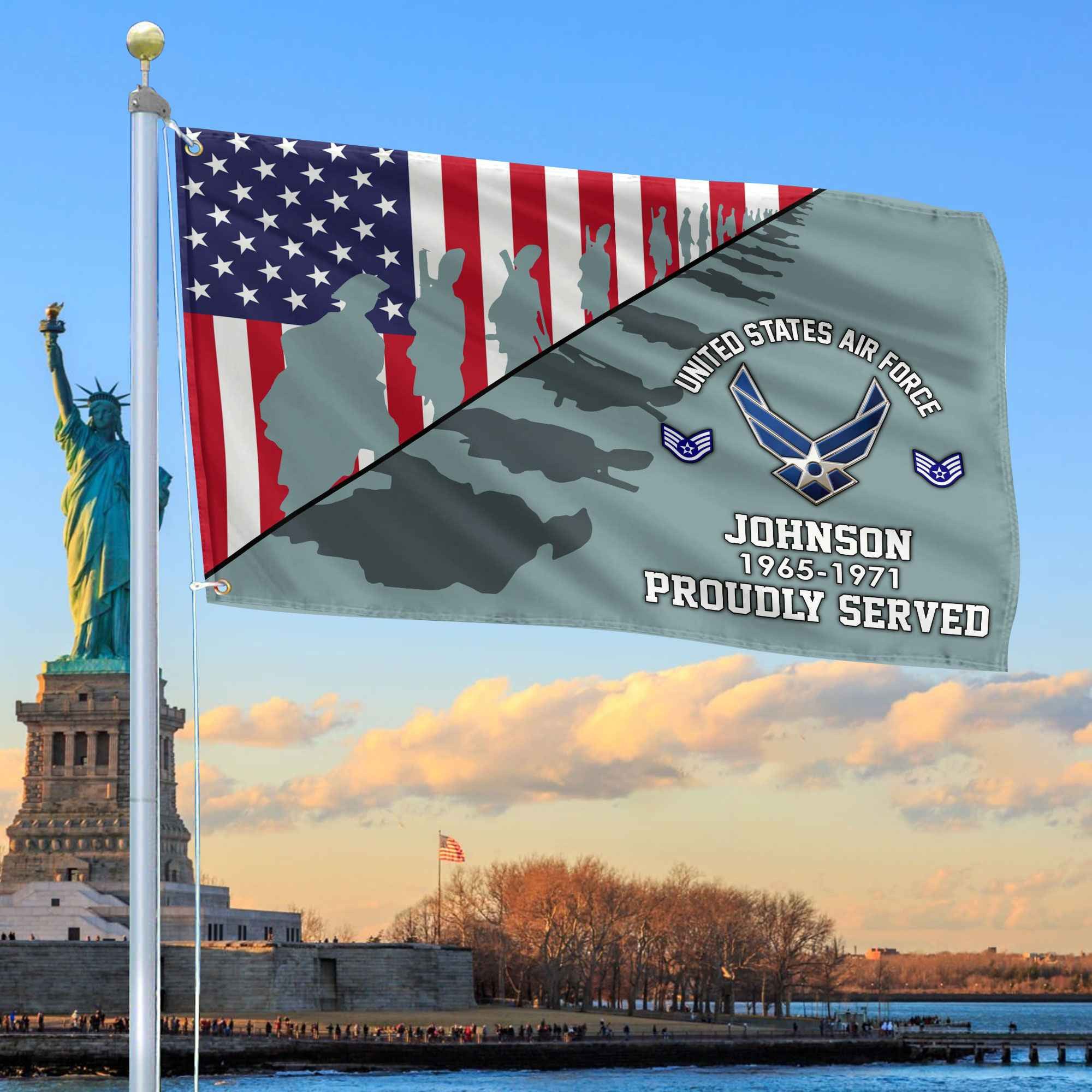 Premium Custom USAF Grommet Flag VPVC109504, Gifts For Air Force Veteran, Gifts For Dad, For Husband, Best Gifts On Father’s Day, Armed Forces Day, Independence Day, Veterans Day