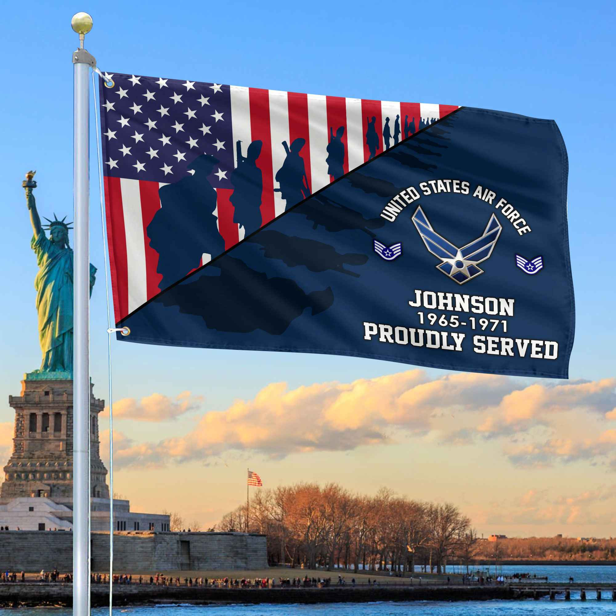 Premium Custom USAF Grommet Flag VPVC109512, Gifts For Air Force Veteran, Gifts For Dad, For Husband, Best Gifts On Father’s Day, Armed Forces Day, Independence Day, Veterans Day
