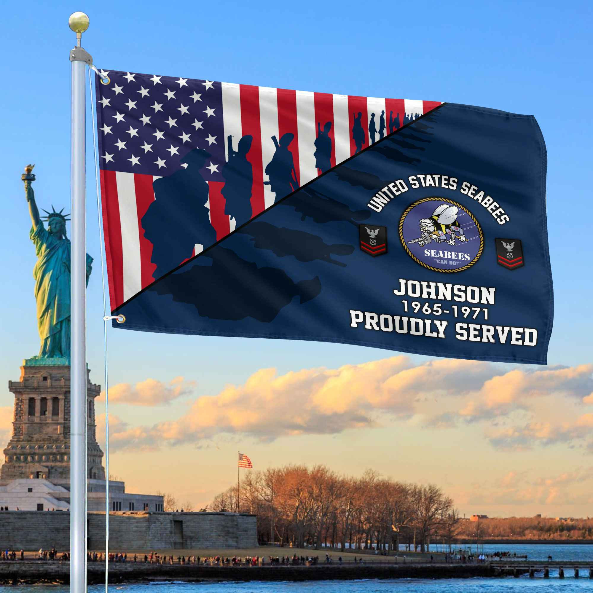 Premium Custom US Seabees Grommet Flag VPVC109509, Gifts For Seabees Veteran, Gifts For Dad, For Husband, Best Gifts On Father’s Day, Armed Forces Day, Independence Day, Veterans Day