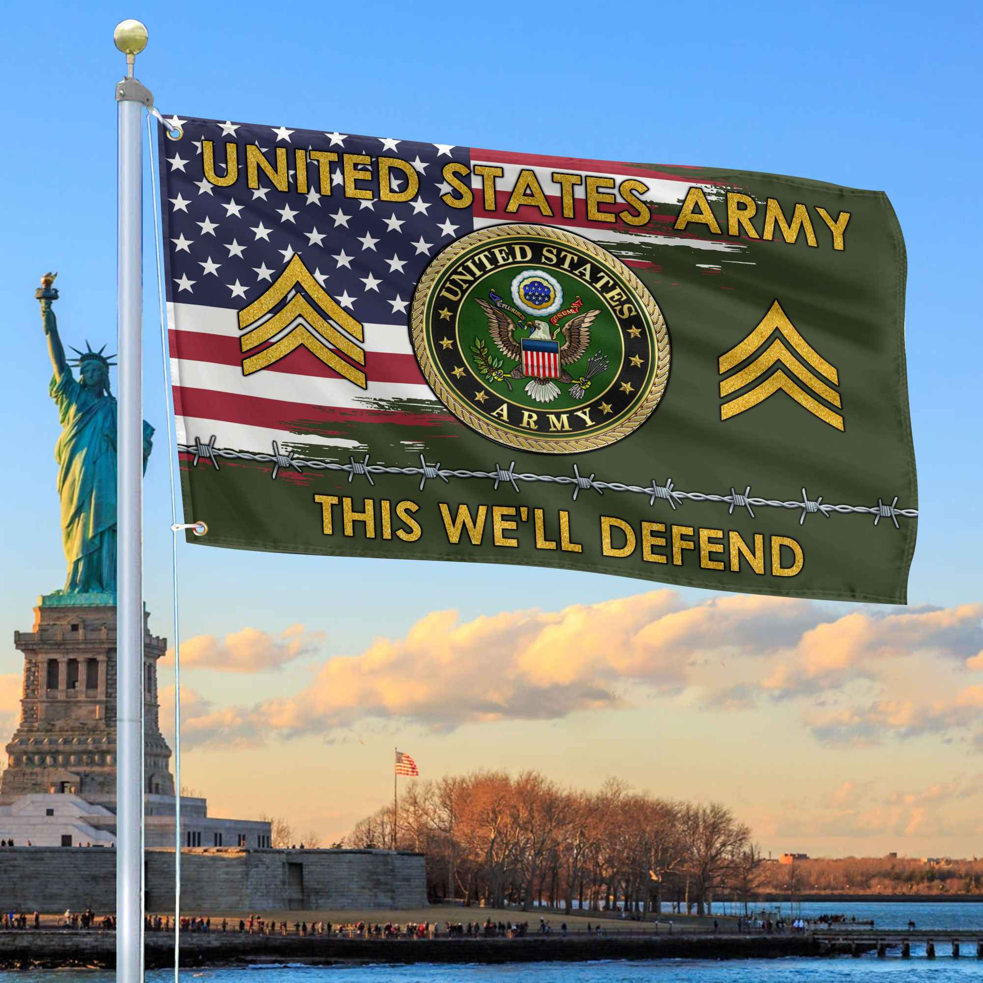 Unique Custom Name, Rank US Army Grommet Flag VPVC109601, Gifts For Army Veteran, Gifts For Dad, For Husband, Best Gifts On Father’s Day, Independence Day, Veterans Day