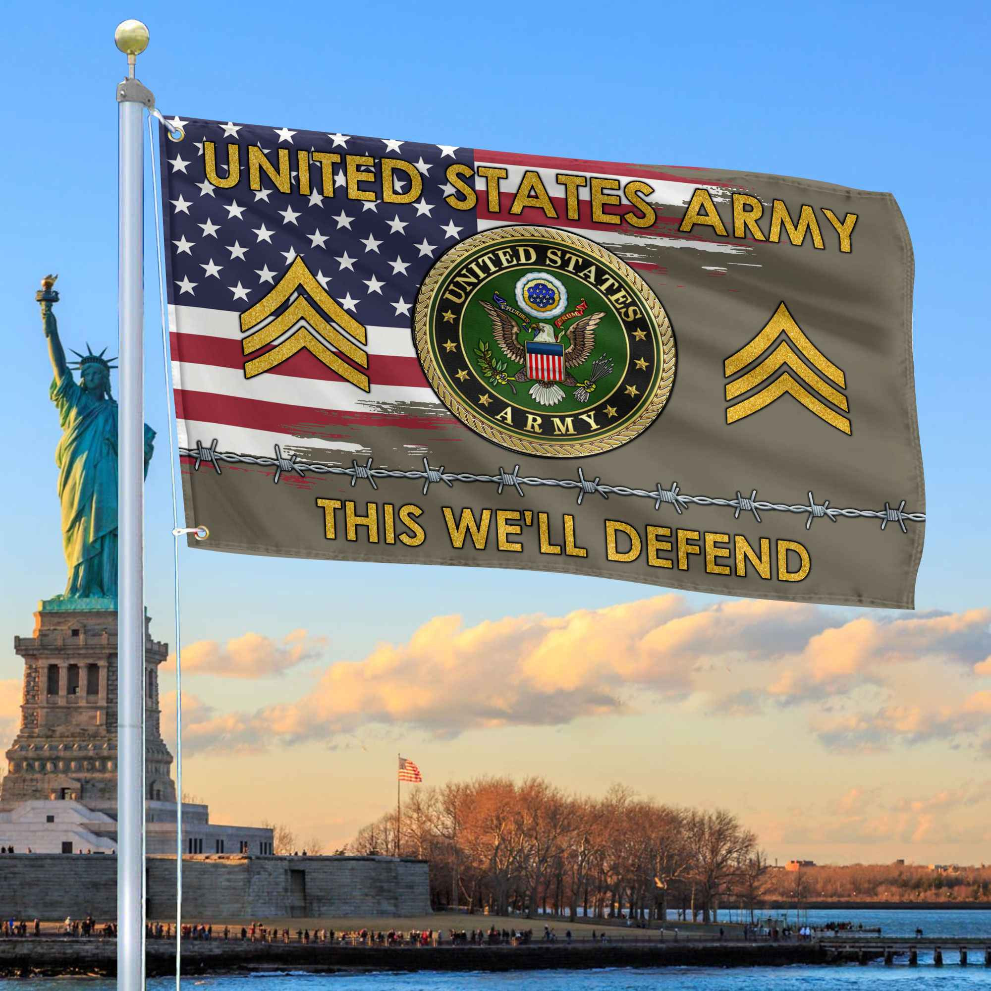 Unique Custom Name, Rank US Army Grommet Flag VPVC109610, Gifts For Army Veteran, Gifts For Dad, For Husband, Best Gifts On Father’s Day, Independence Day, Veterans Day
