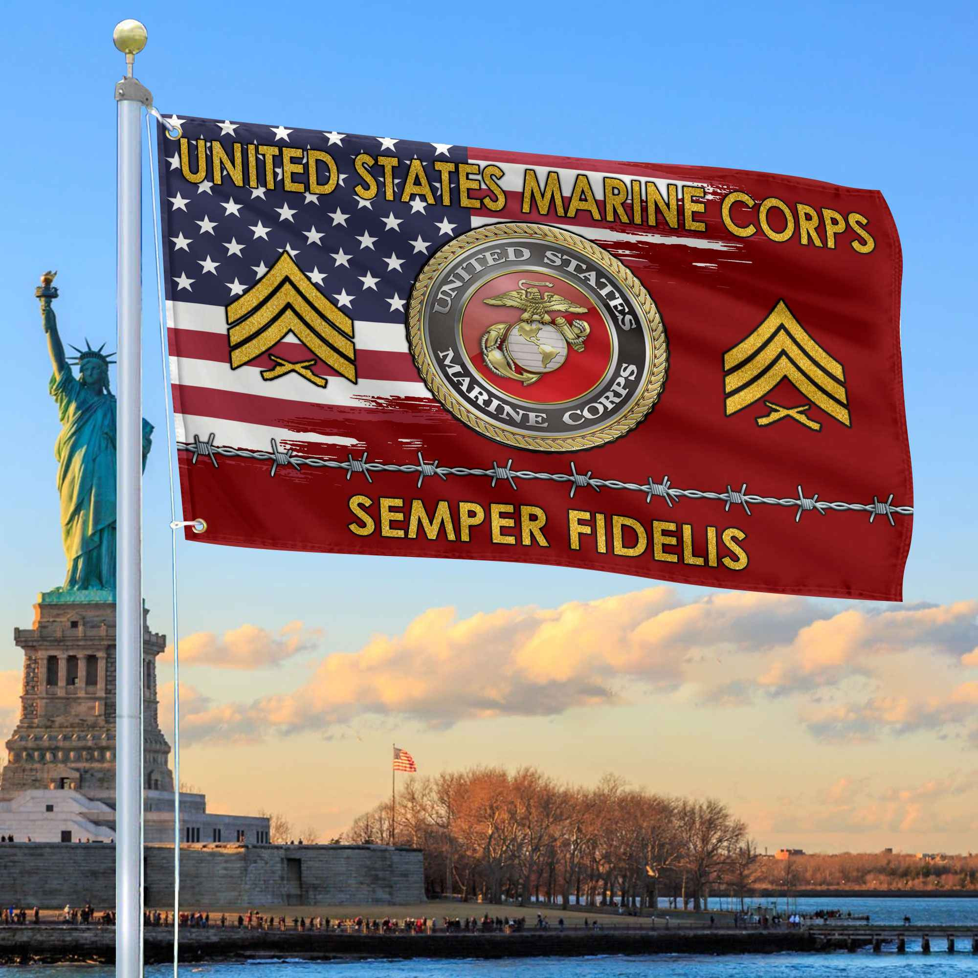 Unique Custom Name, Rank USMC Grommet Flag VPVC109603, Gifts For Marine Veteran, Gifts For Dad, For Husband, Best Gifts On Father’s Day, Independence Day, Veterans Day
