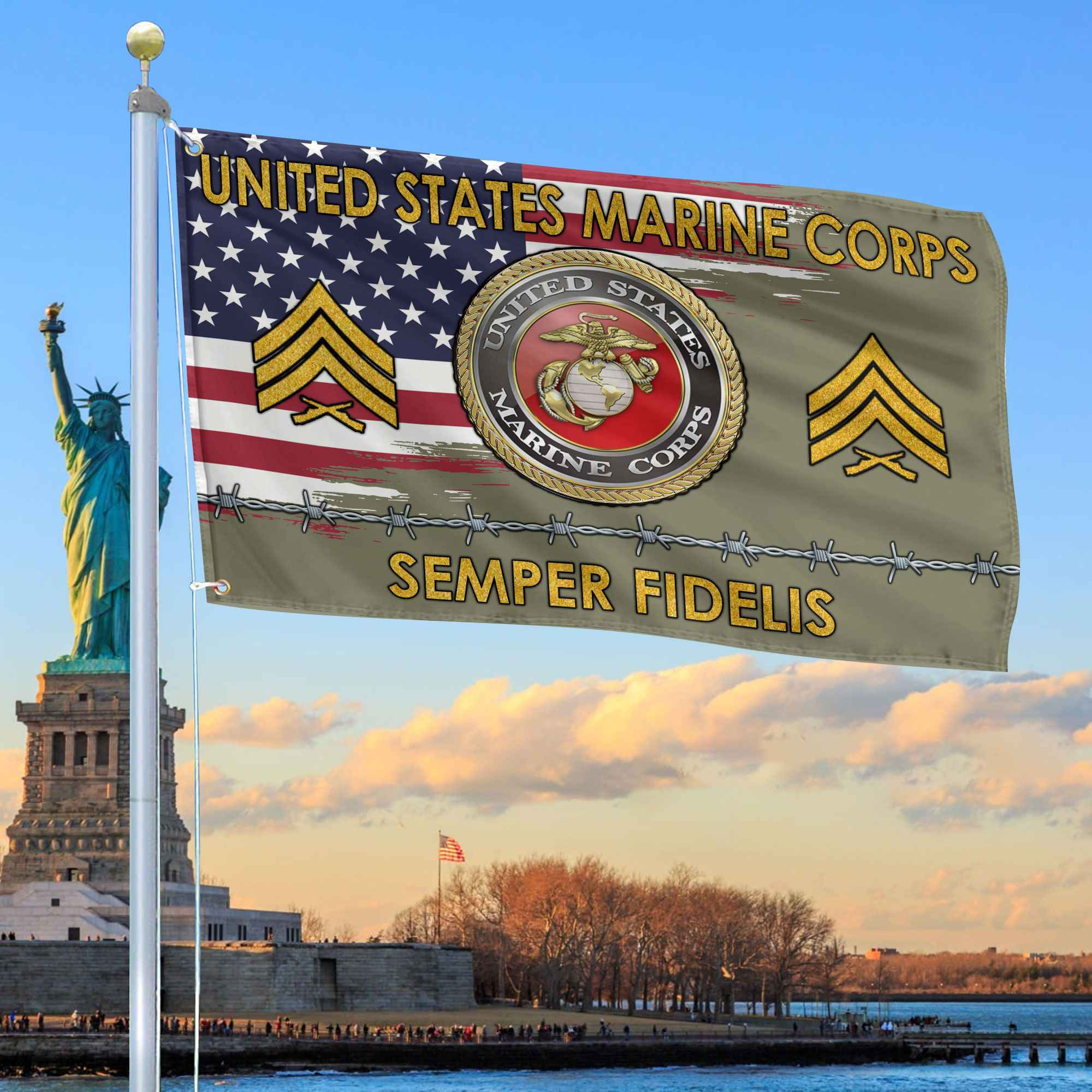 Unique Custom Name, Rank USMC Grommet Flag VPVC109611, Gifts For Marine Veteran, Gifts For Dad, For Husband, Best Gifts On Father’s Day, Independence Day, Veterans Day