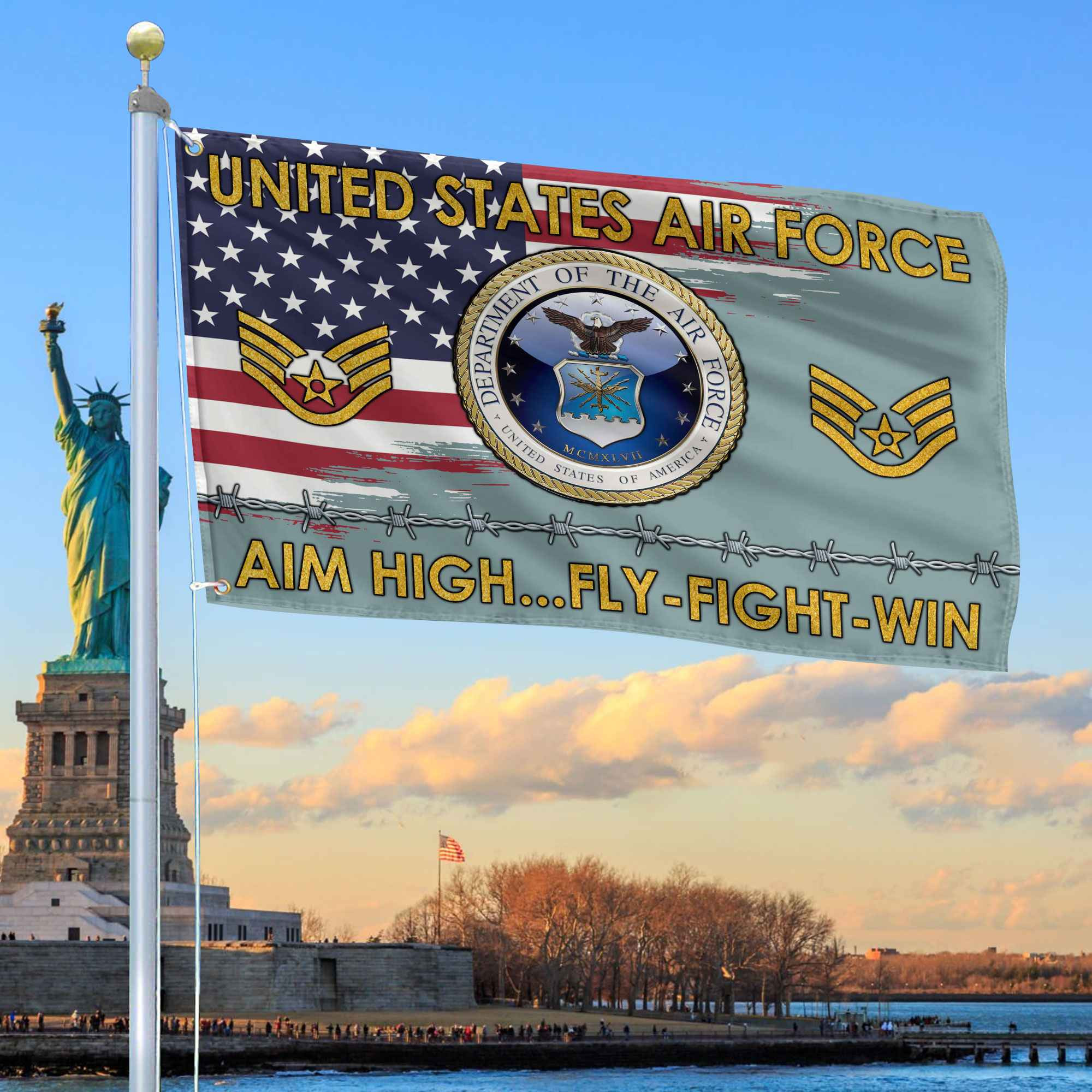 Unique Custom Name, Rank USAF Grommet Flag VPVC109604, Gifts For Airforce Veteran, Gifts For Dad, For Husband, Best Gifts On Father’s Day, Independence Day, Veterans Day