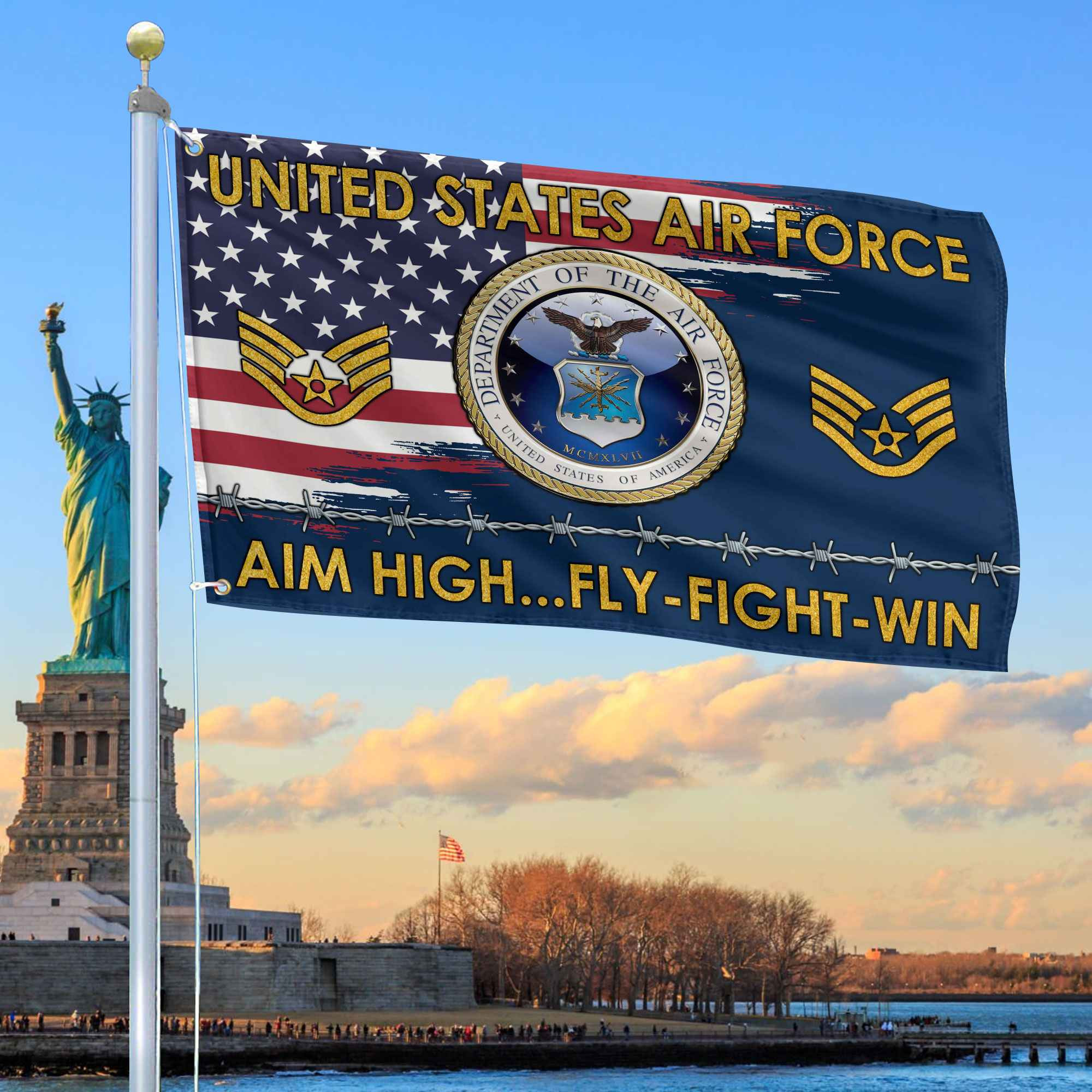 Unique Custom Name, Rank USAF Grommet Flag VPVC109612, Gifts For Airforce Veteran, Gifts For Dad, For Husband, Best Gifts On Father’s Day, Independence Day, Veterans Day