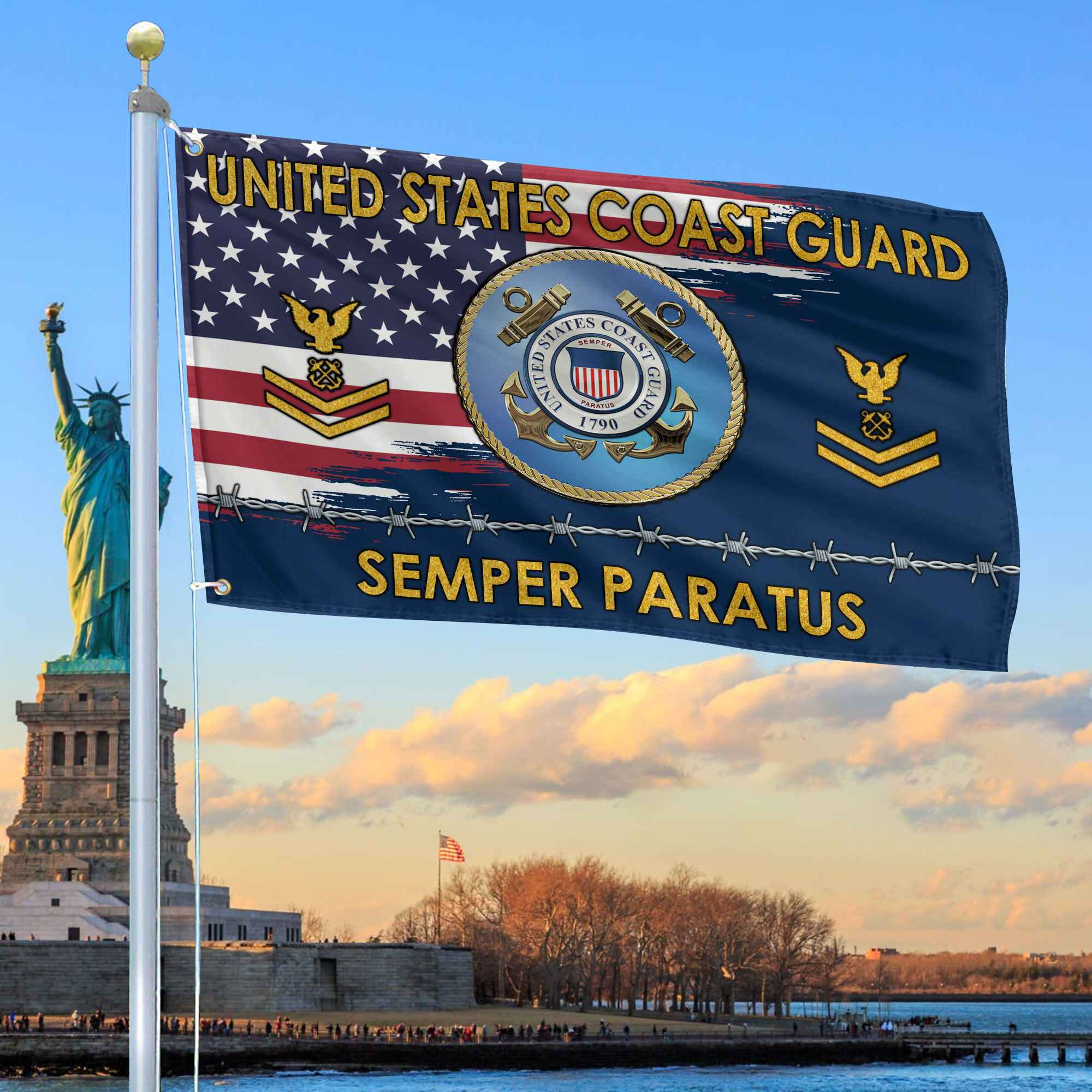 Unique Custom Name, Rank USCG Grommet Flag VPVC109605, Gifts For Coast Guard Veteran, Gifts For Dad, For Husband, Best Gifts On Father’s Day, Independence Day, Veterans Day