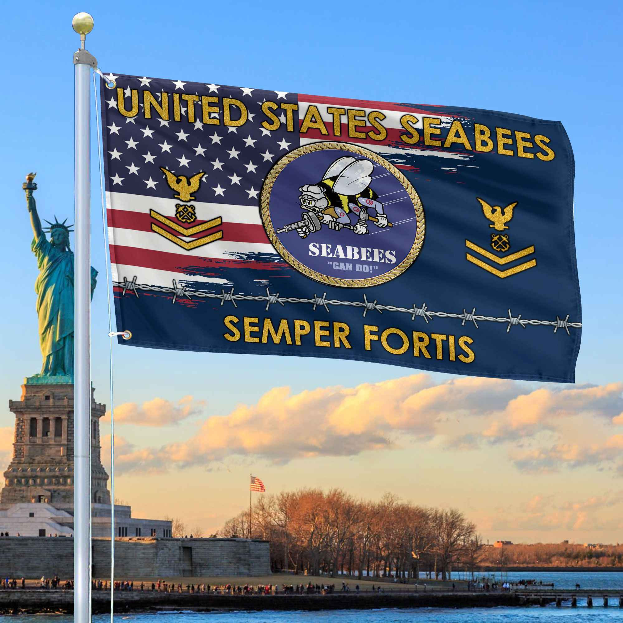 Unique Custom Name, Rank US Seabees Grommet Flag VPVC109609, Gifts For Seabees Veteran, Gifts For Dad, For Husband, Best Gifts On Father’s Day, Independence Day, Veterans Day