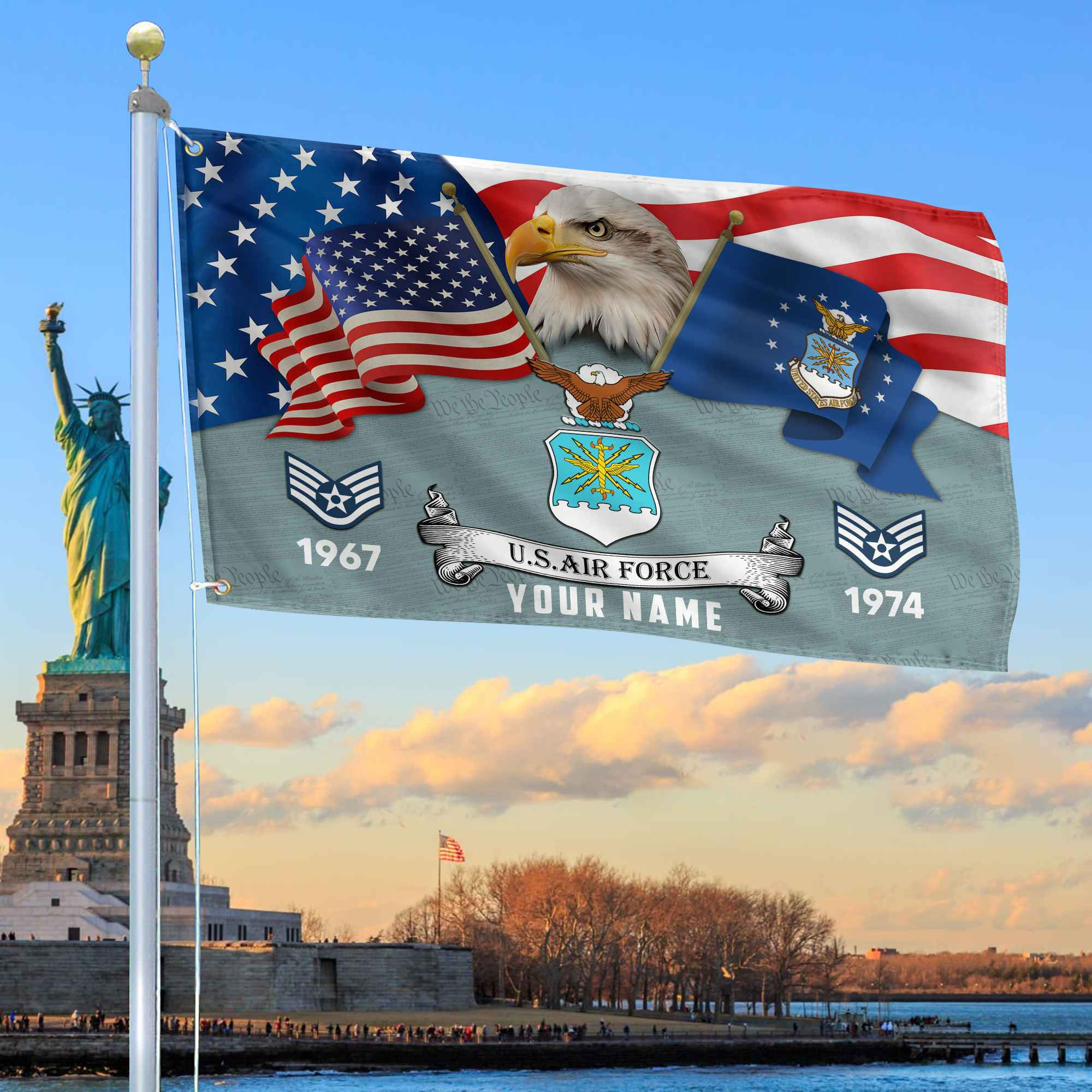 Premium Custom USAF Grommet Flag VPVC105304, Gifts For Air Force Veteran, Best Gifts On Father’s Day, Armed Forces Day, Independence Day, Veterans Day