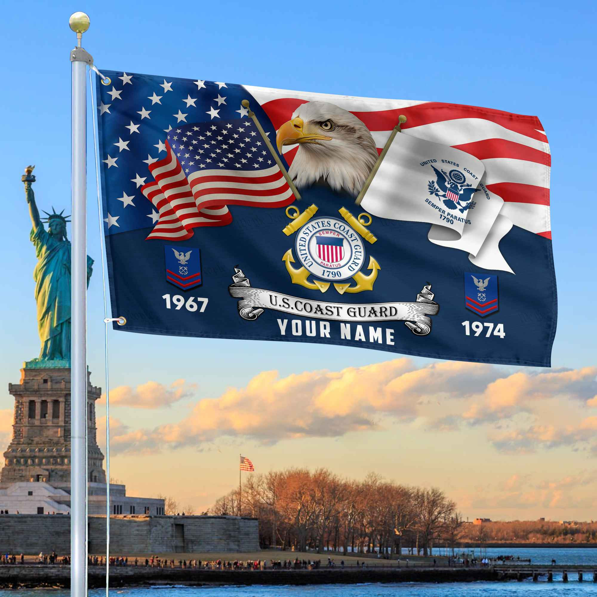 Premium Custom USCG Grommet Flag VPVC105305, Gifts For Coast Guard Veteran, Best Gifts On Father’s Day, Armed Forces Day, Independence Day, Veterans Day