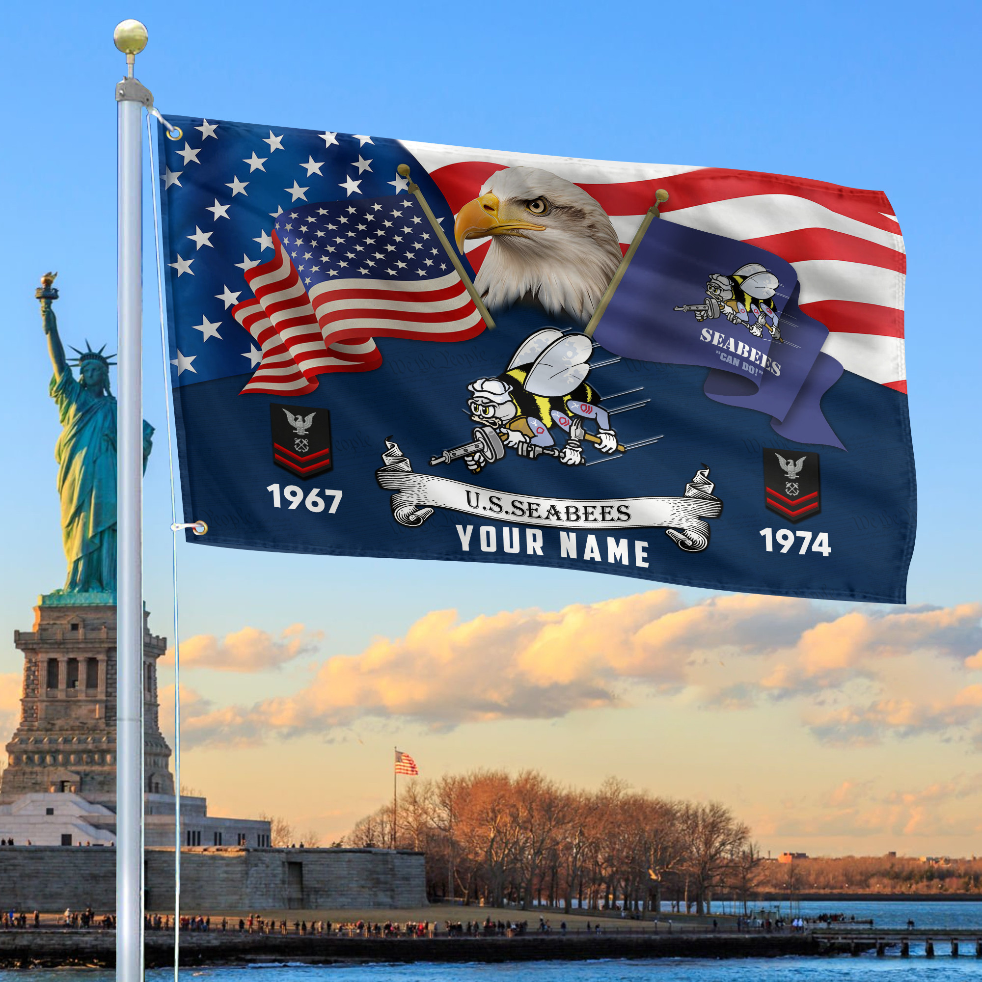 Premium Custom US Seabees Grommet Flag VPVC105309, Gifts For Seabees Veteran, Best Gifts On Father’s Day, Armed Forces Day, Independence Day, Veterans Day