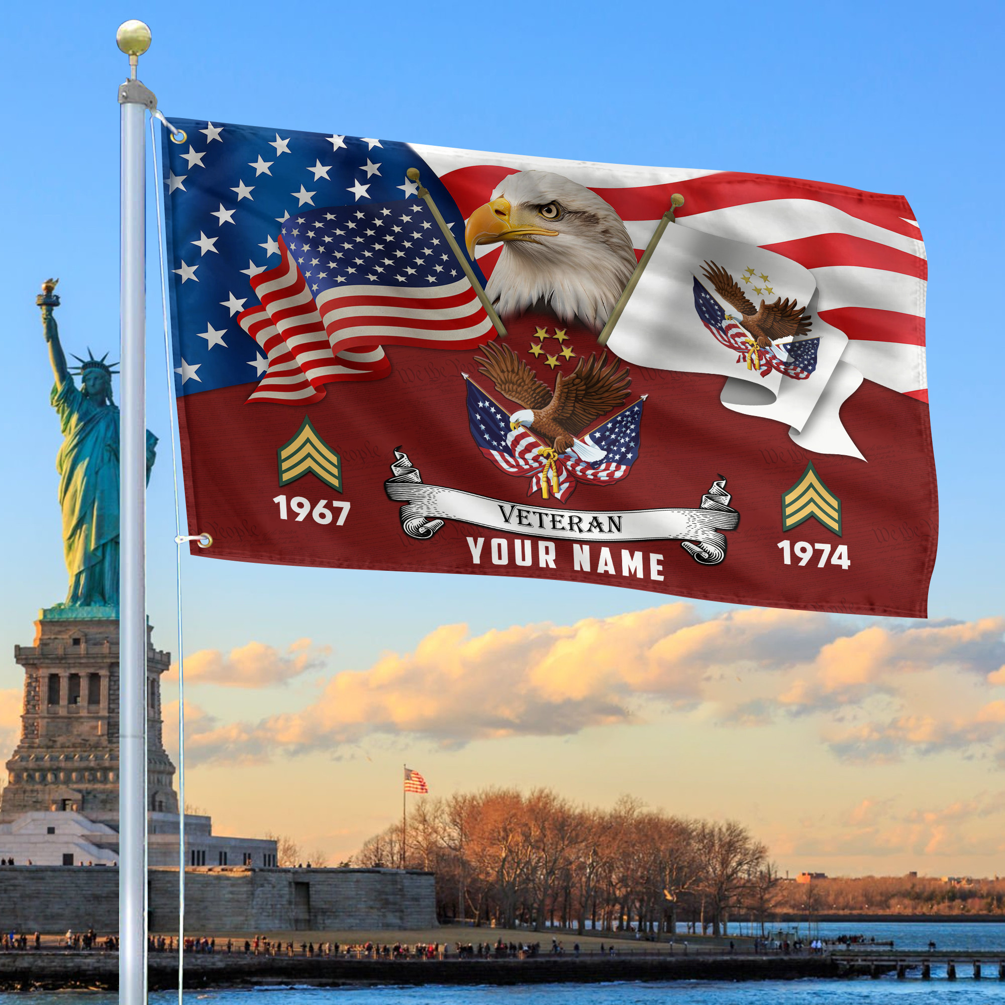 Premium Custom US Veteran Grommet Flag VPVC105307, Gifts For US Veteran, Best Gifts On Father’s Day, Armed Forces Day, Independence Day, Veterans Day