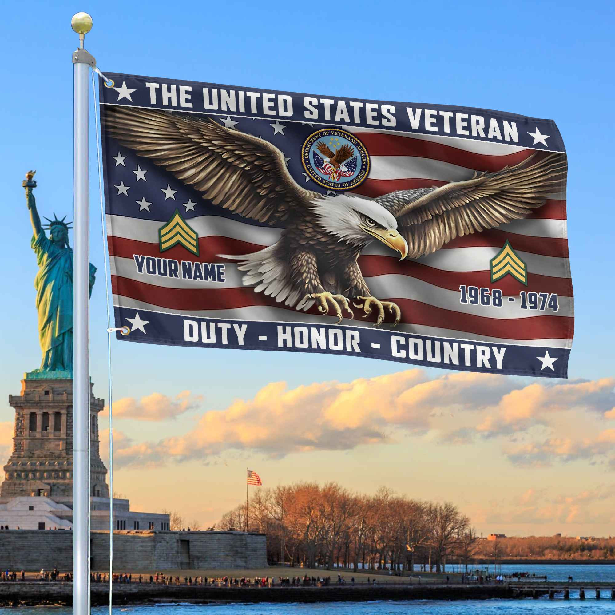 US Veteran Custom Grommet Flag VPVC105407, Gifts For US Veteran, Best Gifts On Father’s Day, Armed Forces Day, Independence Day, Veterans Day