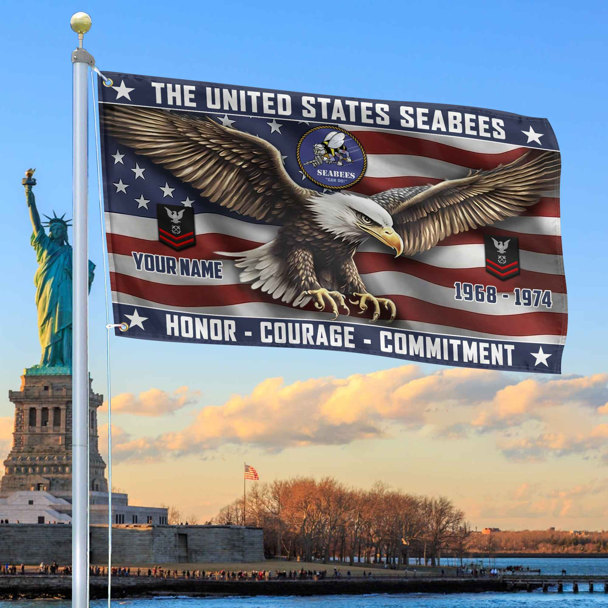 US Seabees Custom Grommet Flag VPVC105409, Gifts For Seabees Veteran, Best Gifts On Father’s Day, Armed Forces Day, Independence Day, Veterans Day