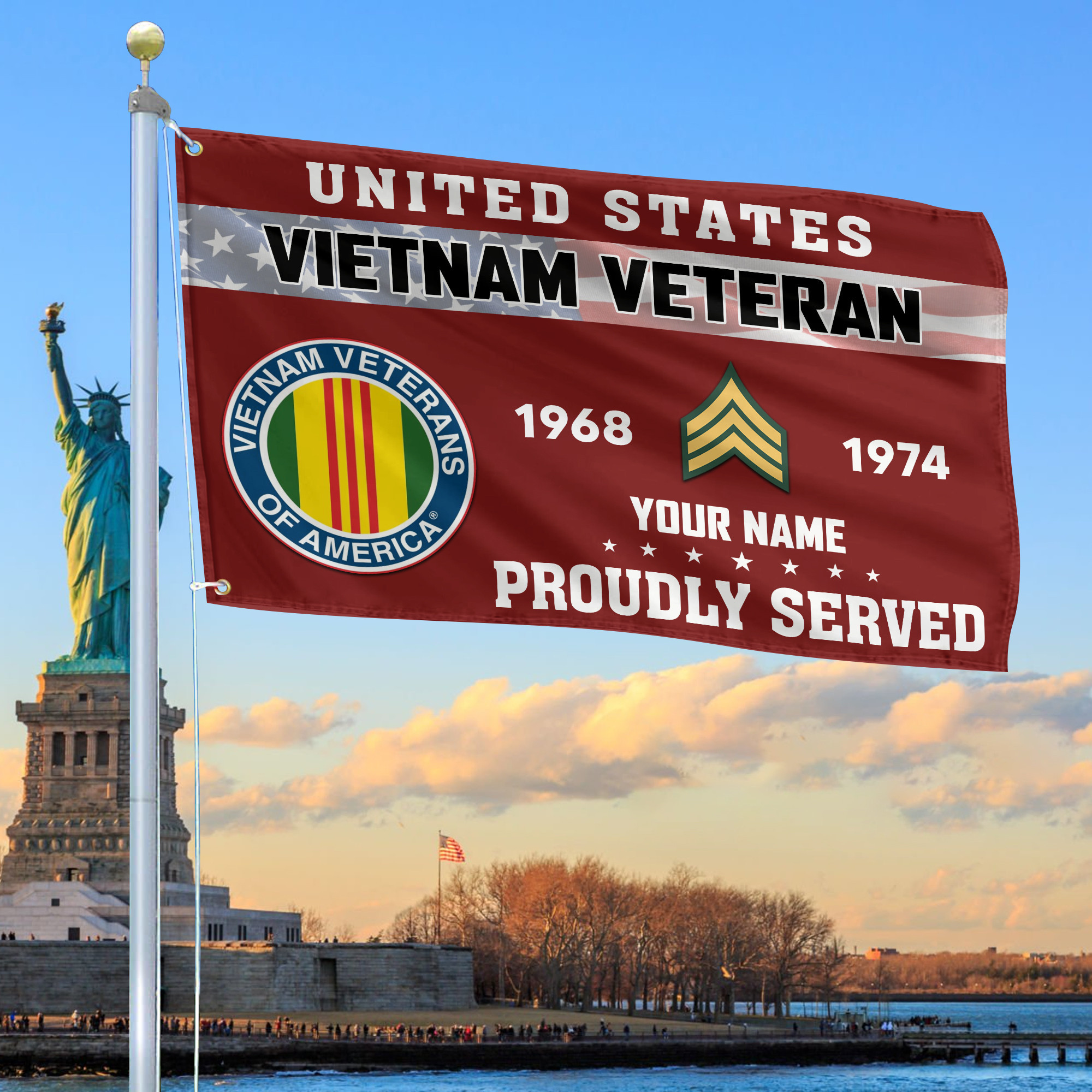 Premium Vietnam Veteran Grommet Flag VPVC105506, Custom Name, Rank, Year, Gifts For Vietnam Veteran, Best Gifts On Father’s Day, Armed Forces Day, Independence Day, Veterans Day