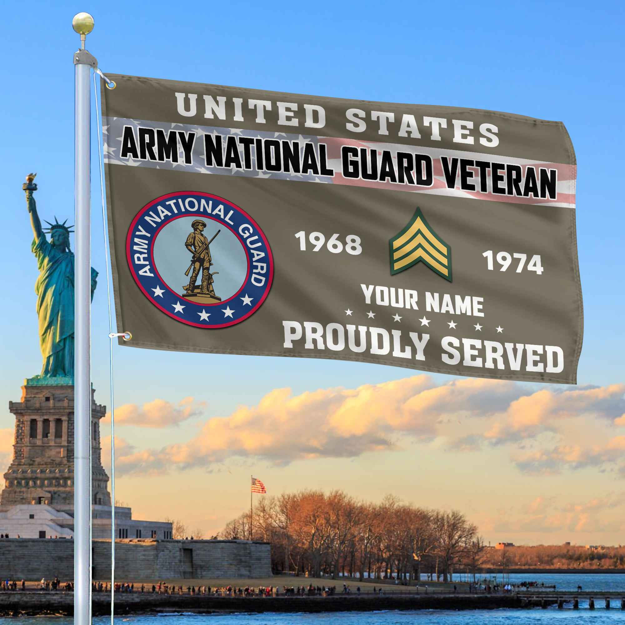 Premium US Army National Guard Grommet Flag VPVC105508, Custom Name, Rank, Year, Gifts For Army National Guard Veteran, Best Gifts On Father’s Day, Armed Forces Day, Independence Day, Veterans Day