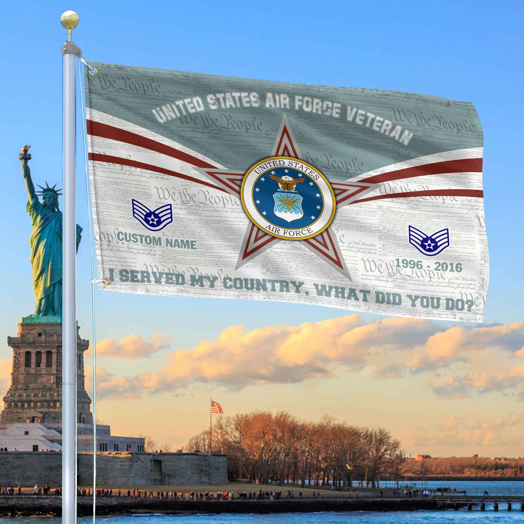 Premium Custom USAF Grommet Flag VPVC105804, Gifts For Air Force Veteran, Best Gifts On Father’s Day, Armed Forces Day, Independence Day, Veterans Day