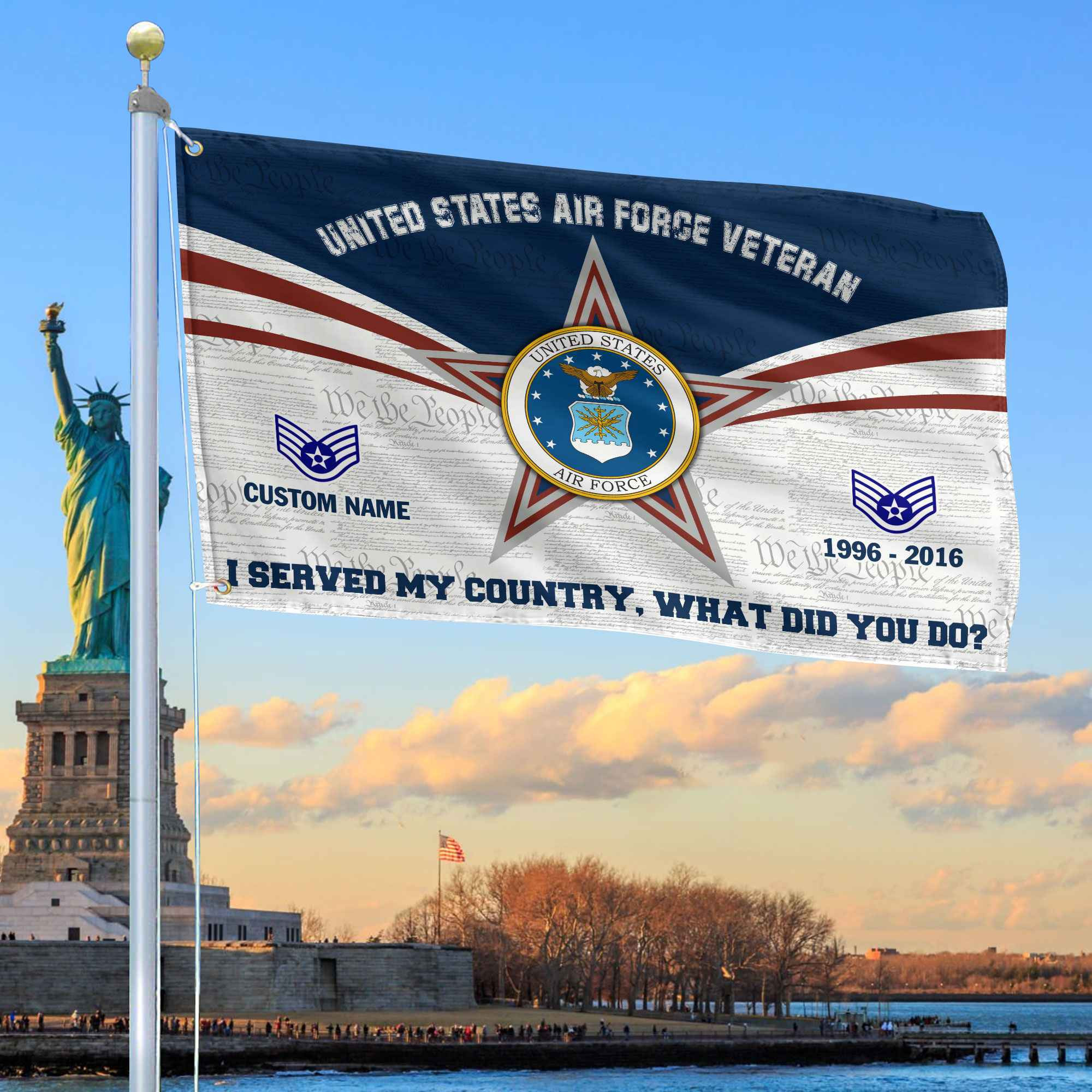 Premium Custom USAF Grommet Flag VPVC105812, Gifts For Air Force Veteran, Best Gifts On Father’s Day, Armed Forces Day, Independence Day, Veterans Day