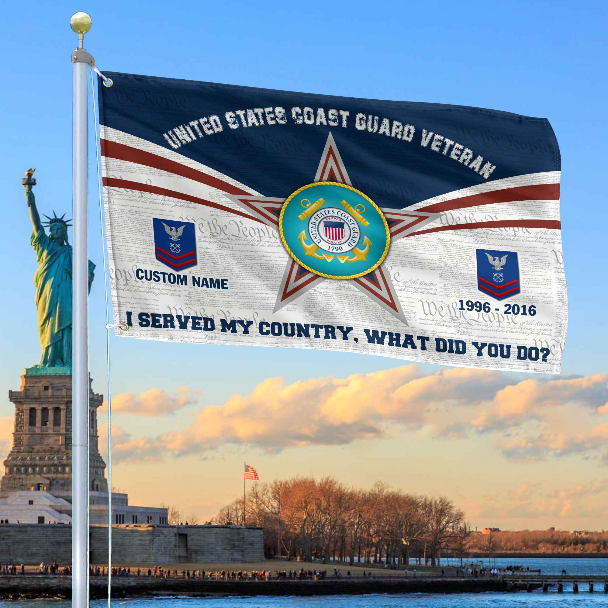 Premium Custom USCG Grommet Flag VPVC105805, Gifts For Coast Guard Veteran, Best Gifts On Father’s Day, Armed Forces Day, Independence Day, Veterans Day