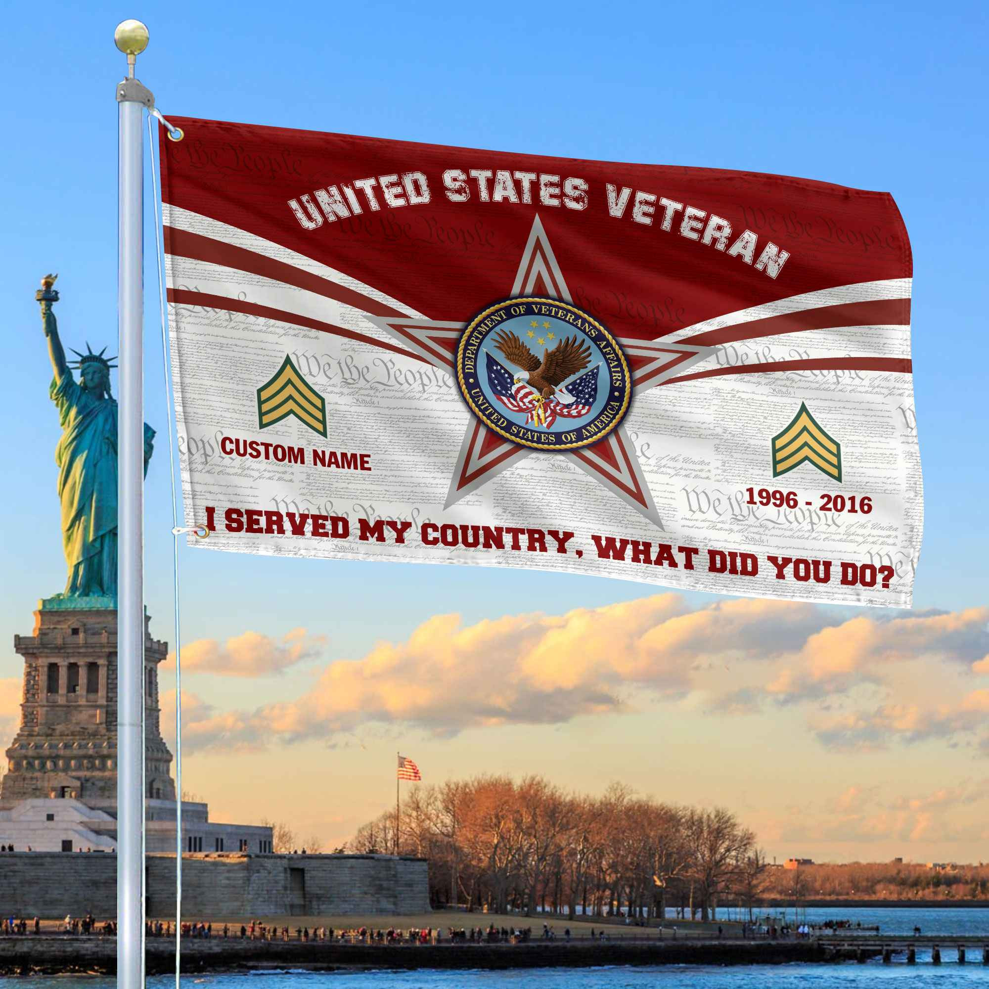 Premium Custom US Veteran Grommet Flag VPVC105807, Gifts For US Veteran, Best Gifts On Father’s Day, Armed Forces Day, Independence Day, Veterans Day